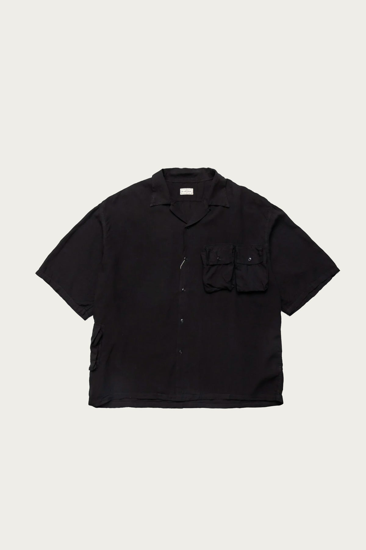 Kapital - Soft Linen HUNTING NAM Aloha Shirt - Black - Canoe Club