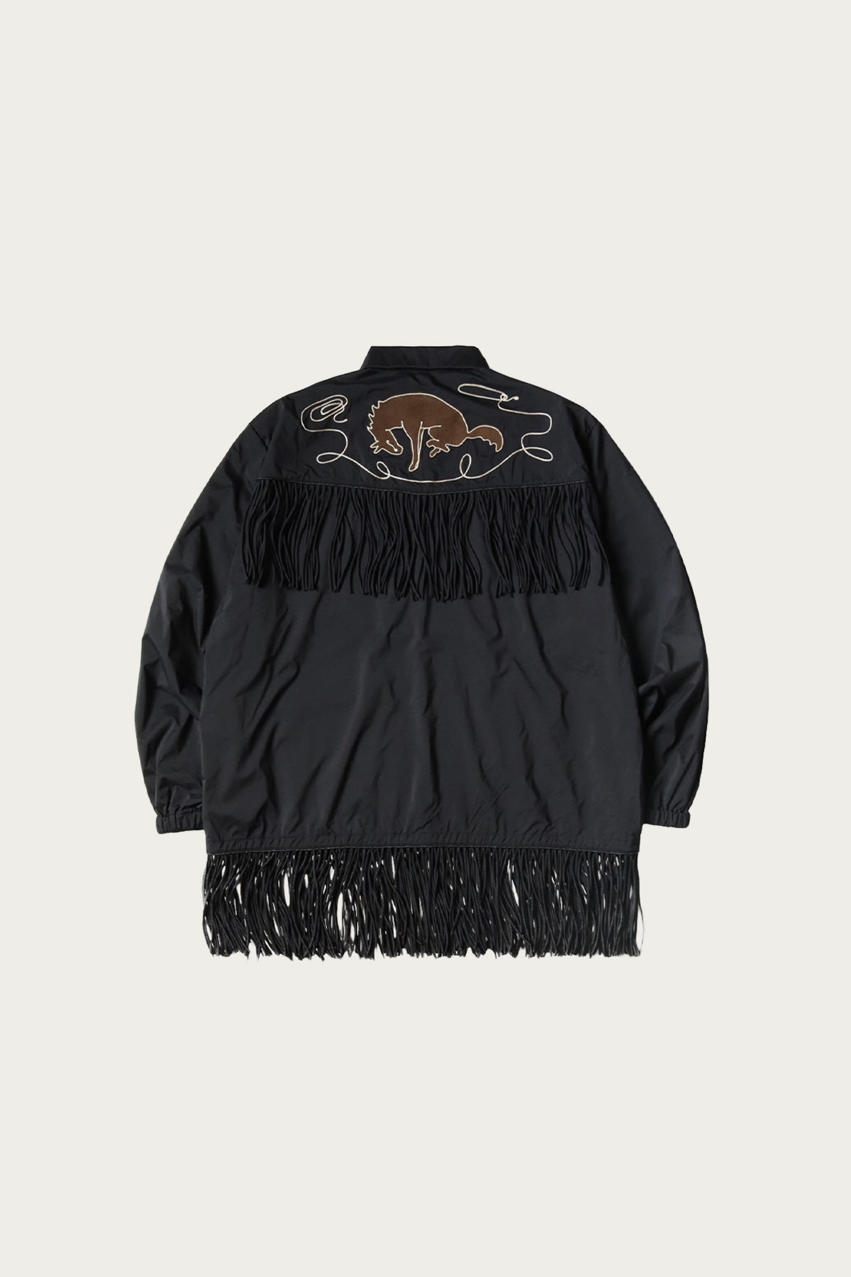 Kapital - Stretch Nylon Fringed Coach JKT - Black - Canoe Club
