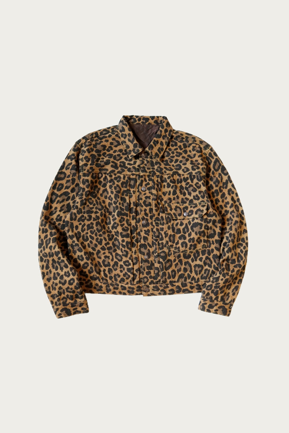 Kapital - Twill Aging-Wool Leopard 1st JKT - Brown - Canoe Club