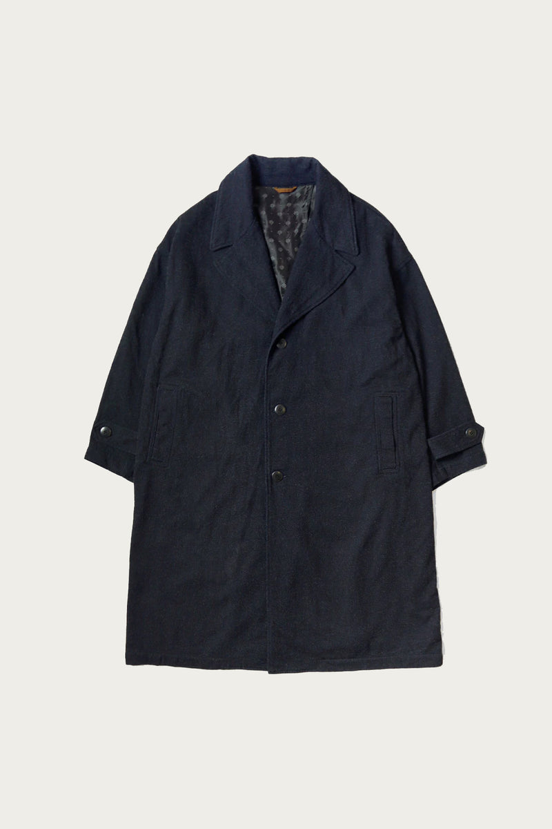 Kapital Twill Aging-Wool CAVALIER Coat | Indigo | Canoe Club