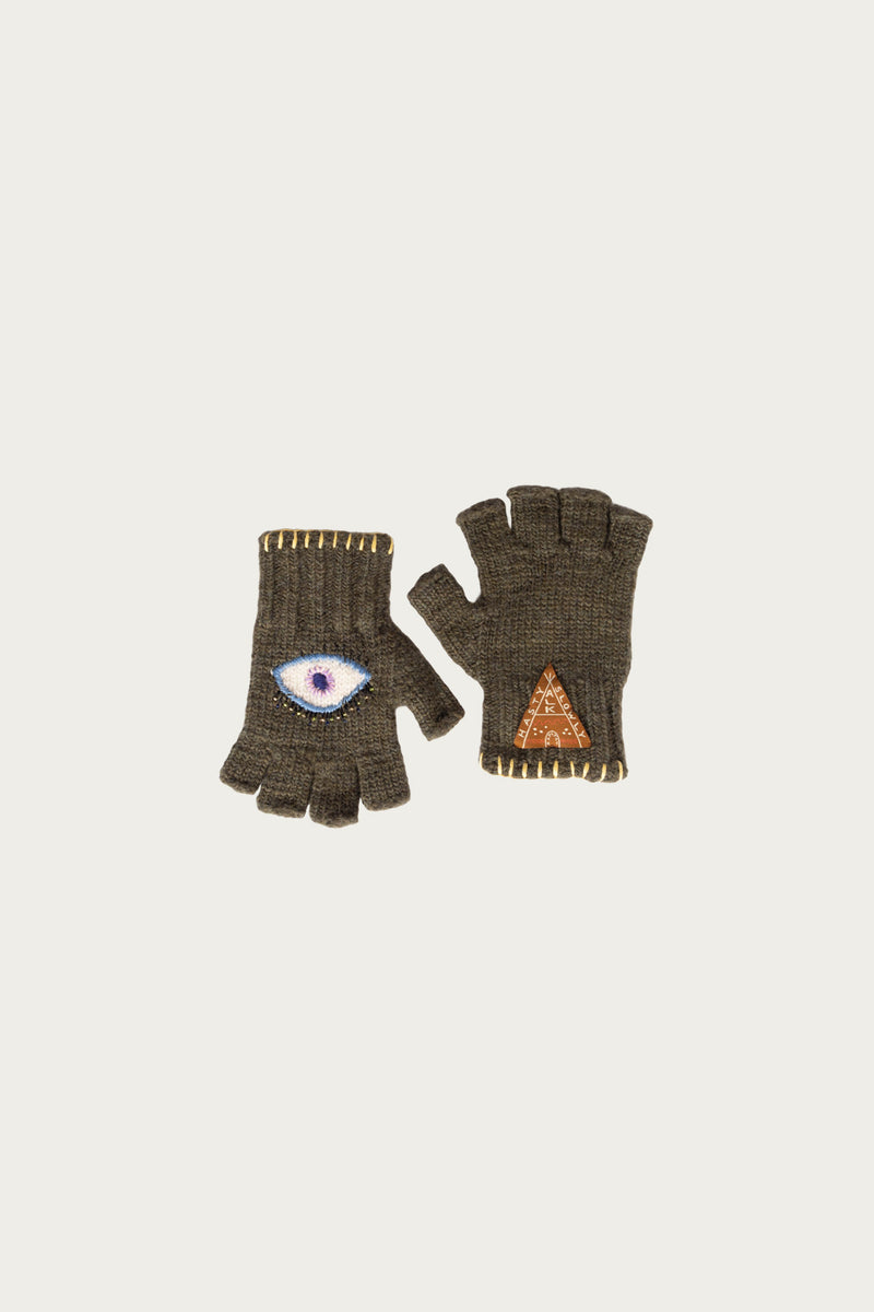KAPITAL Wool Folktale Gloves SPEAKEASY刺繍 Kapital Wool FOLKTALE Gloves(SPEAKEASY) | Khaki | Canoe Club