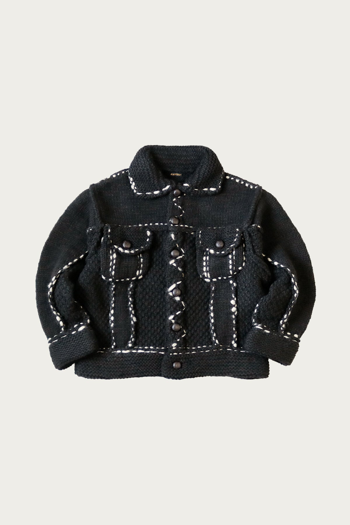 Kapital - Wool Hand Knit Cowichan G-JACKET - Black - Canoe Club