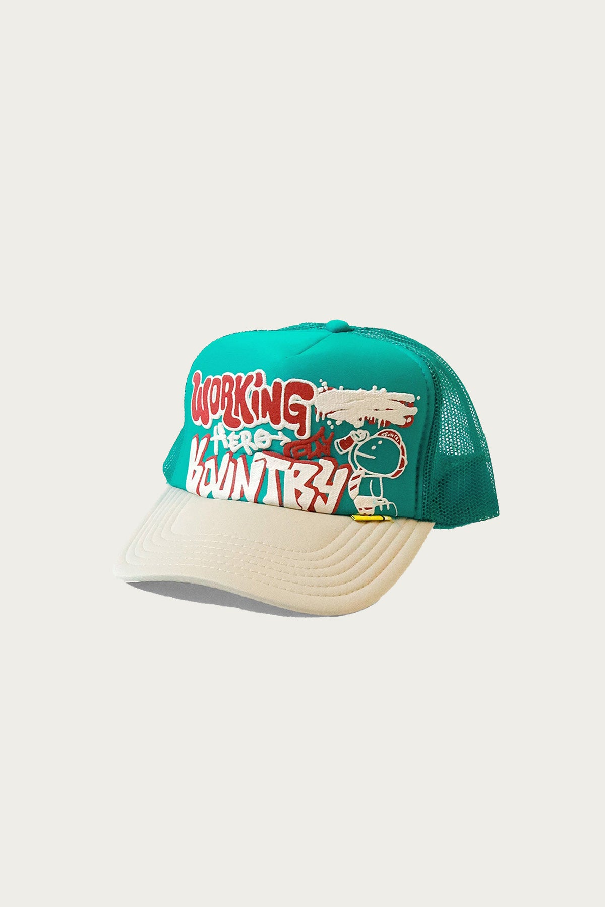 Kapital - WORKING HERO Trucker Cap - Turquoise/Beige - Canoe Club