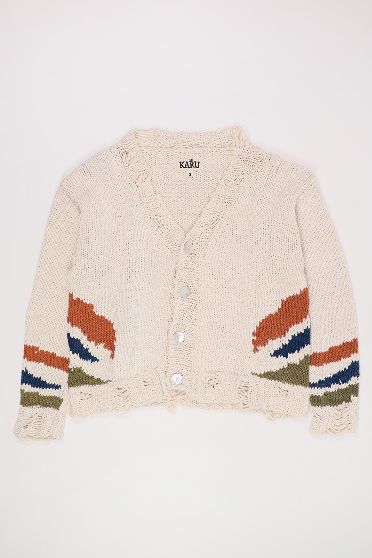 Karu Research - Hand Knit Cardigan - Intarsia Cardigan Naturally Dyed - Canoe Club