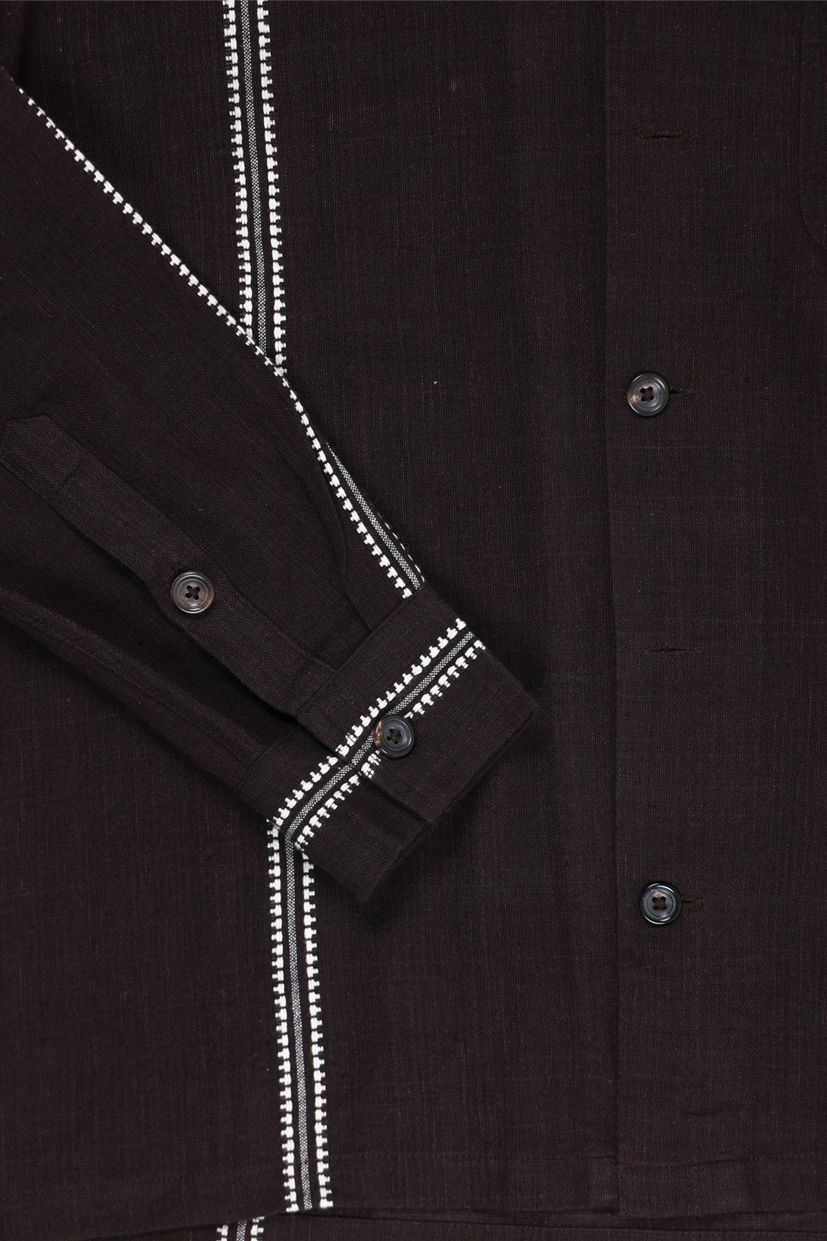 Karu Research - Longsleeve Camp Shirt - Brown/White Jacquard Weave - Canoe Club