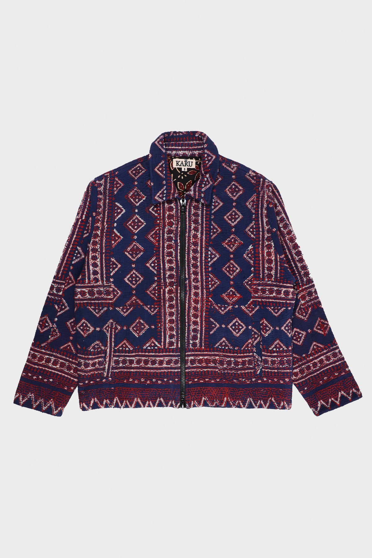 Karu Research - Vintage Kantha Jacket - Indigo Ajrakh Block Printing - Canoe Club