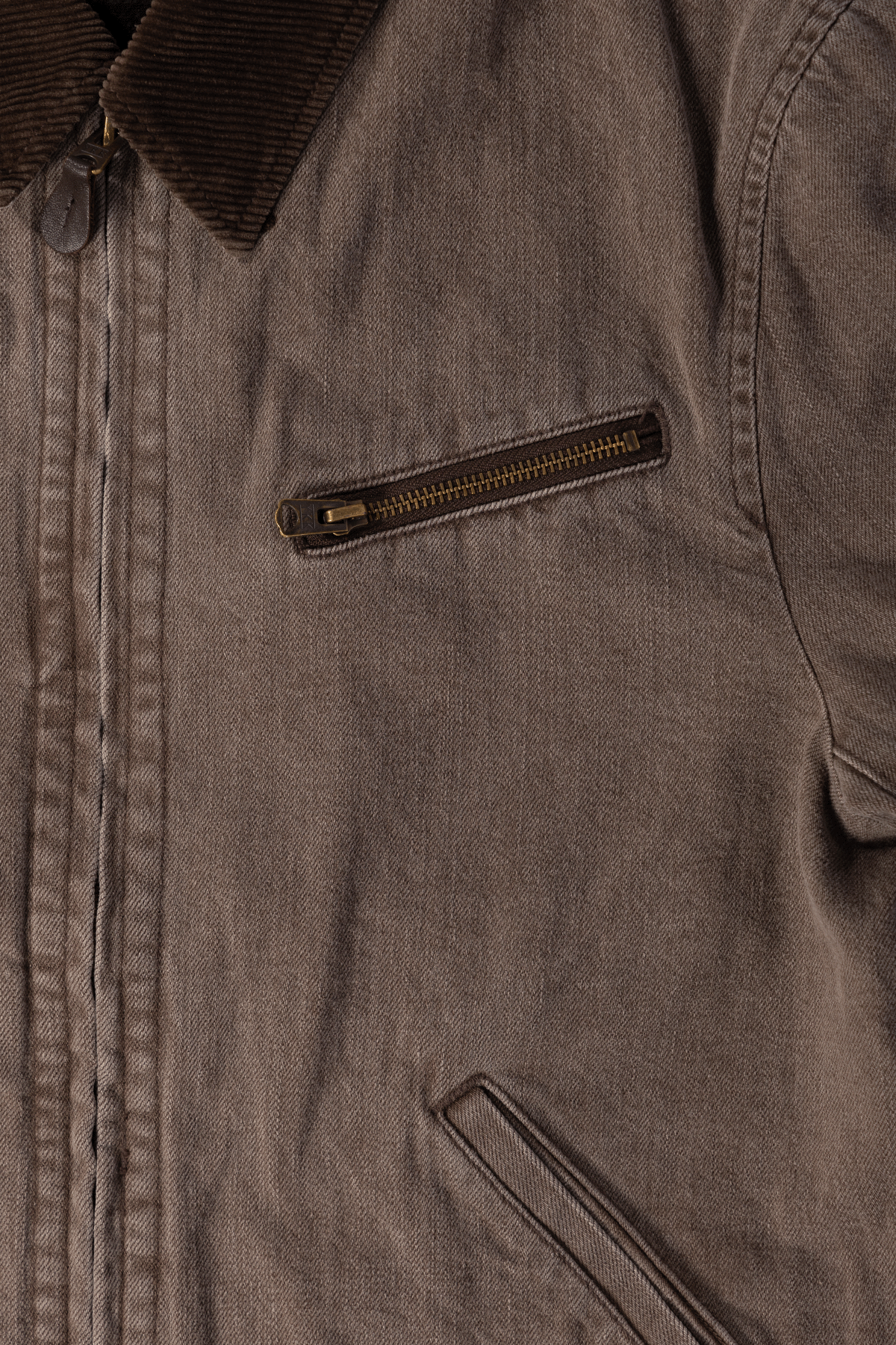 Khoki - Faded Denim Zip-Jacket - Brown - Canoe Club