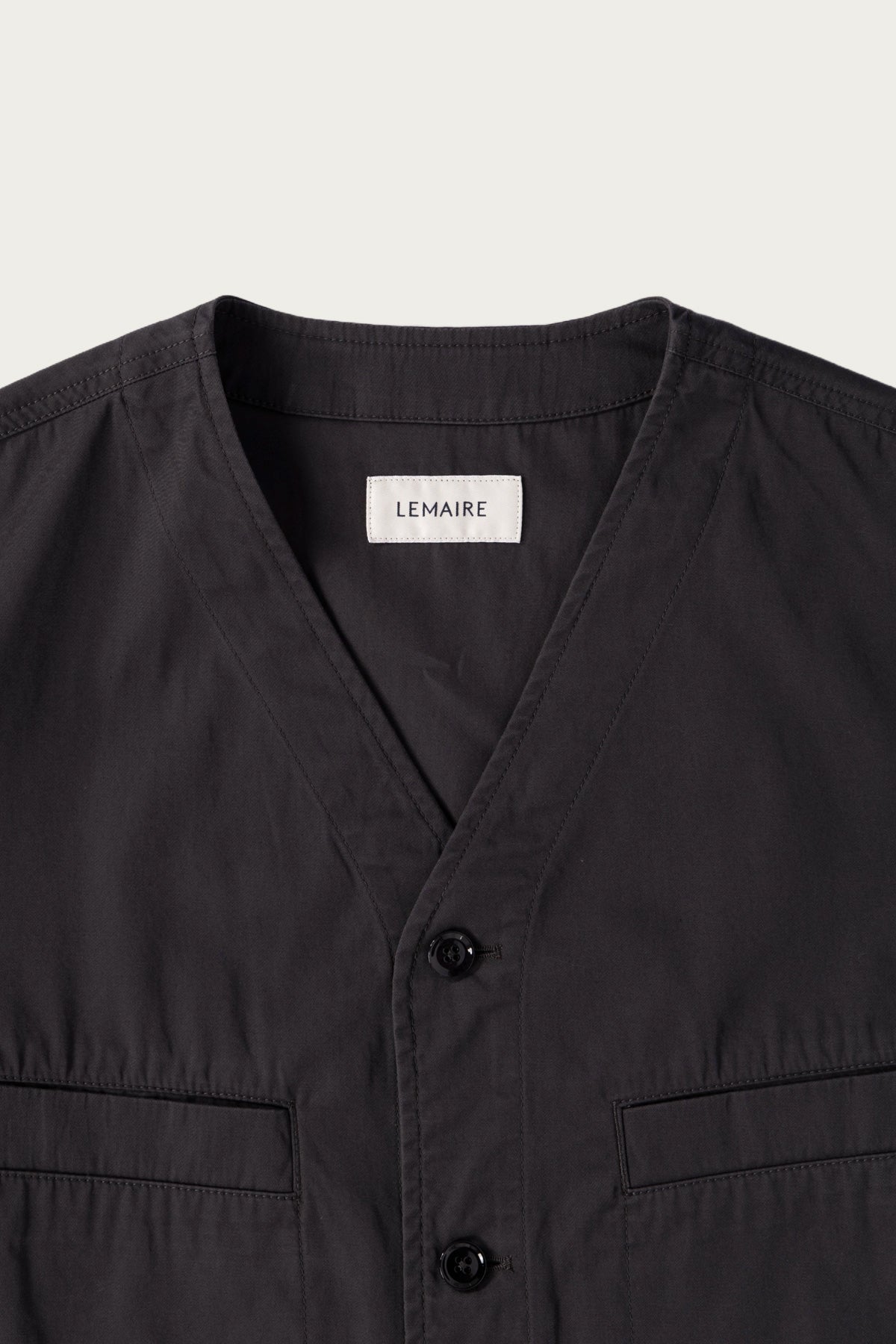 Lemaire - Collarless Overshirt - Charcoal - Canoe Club