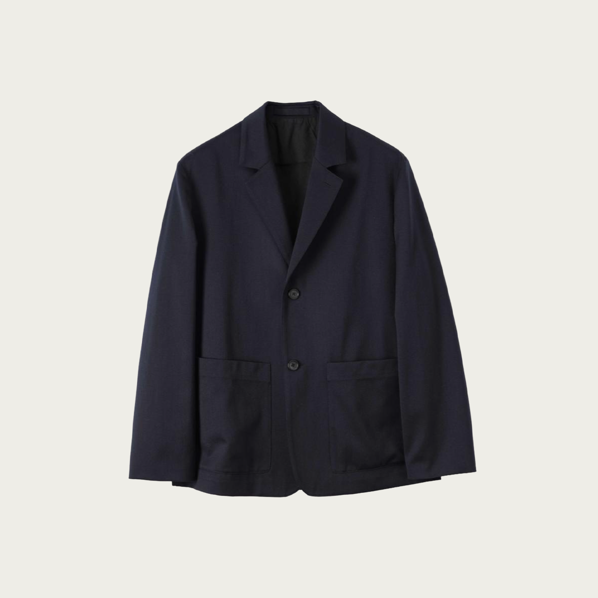 Margaret Howell Patch Pocket Blazer | Navy Worsted Wool Cotton