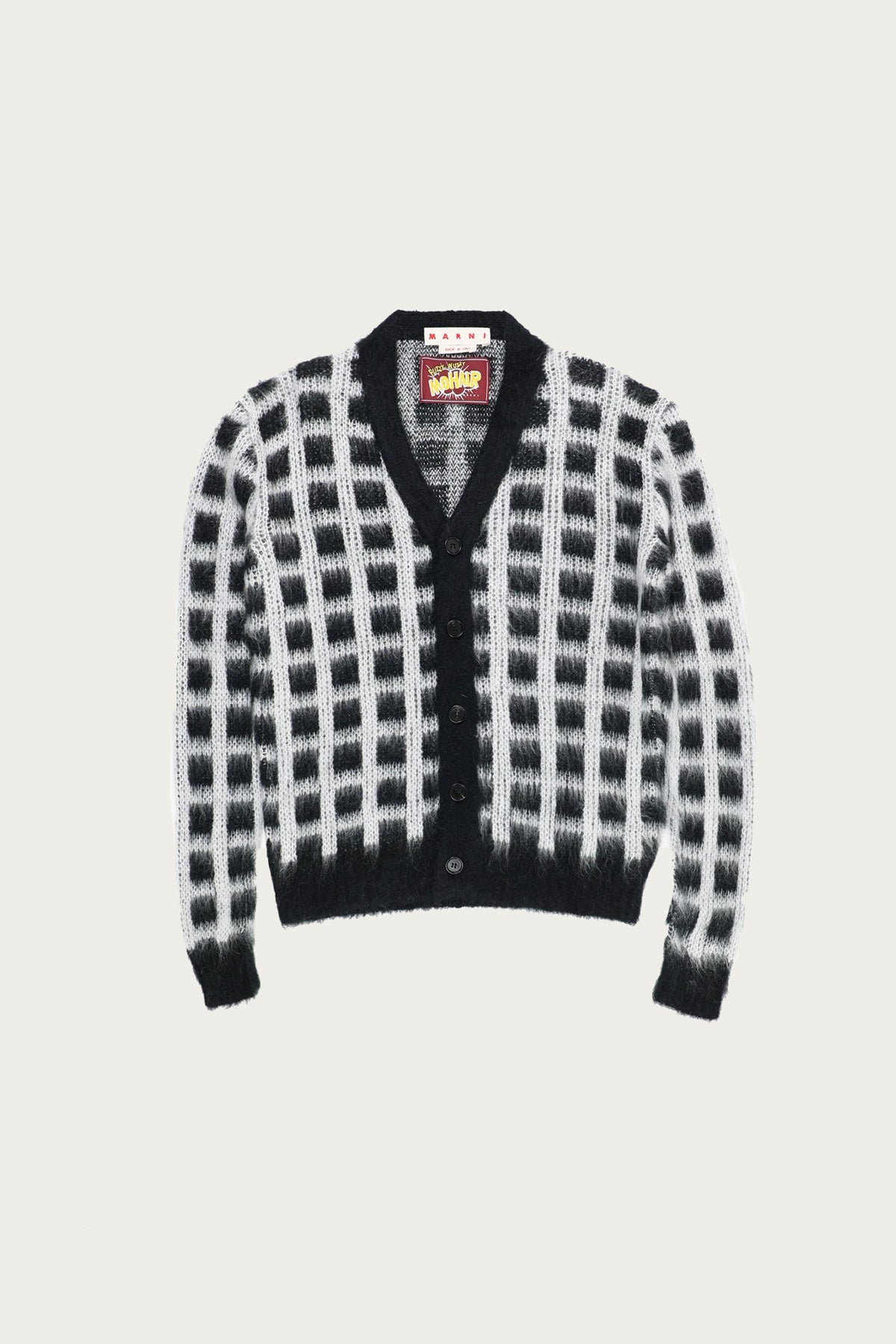 Marni - Brushed Check Fuzzy Wuzzy Cardigan - Black - Canoe Club