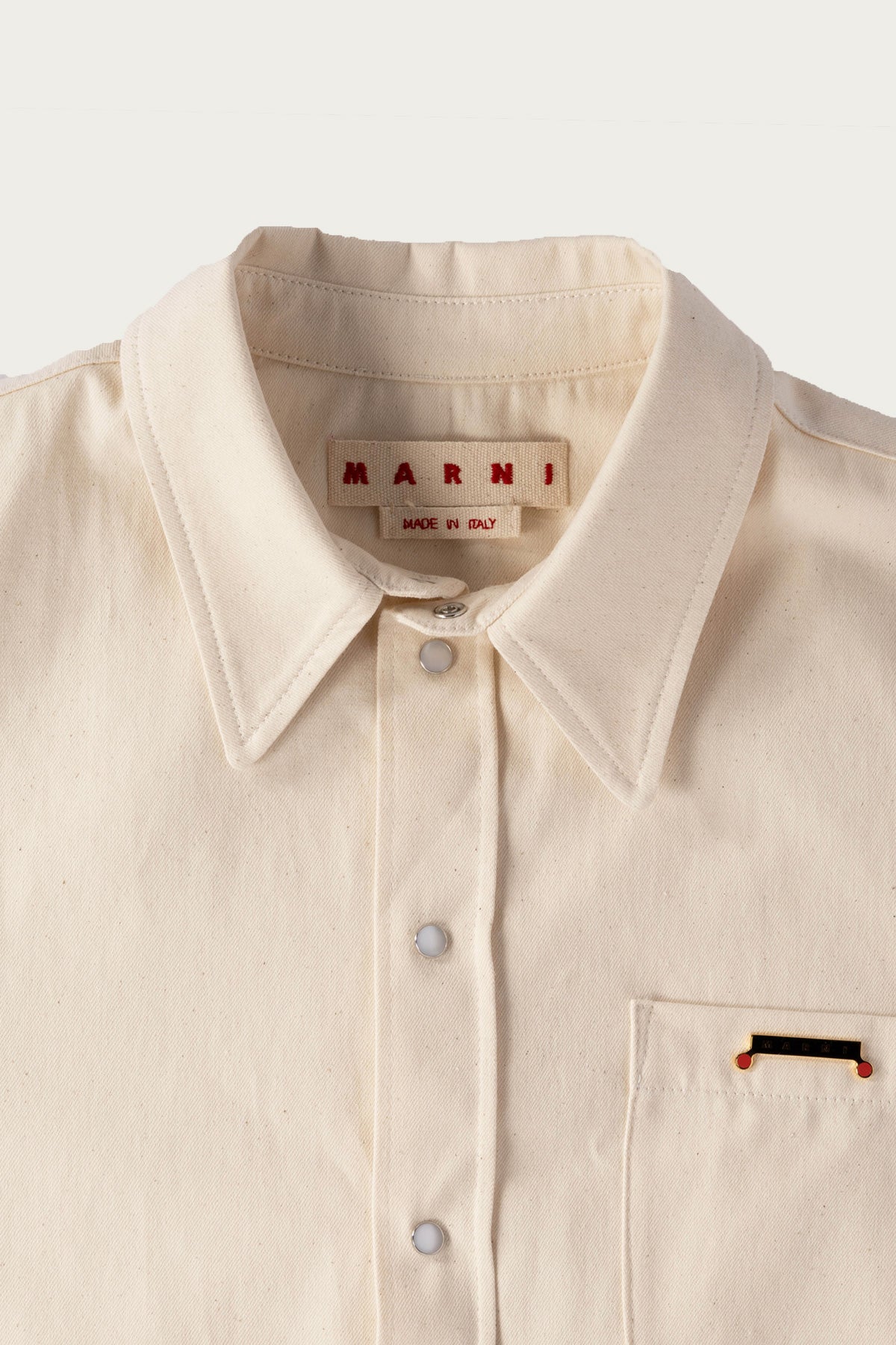 Marni - Colored Light Denim Western Shirt - Bone - Canoe Club