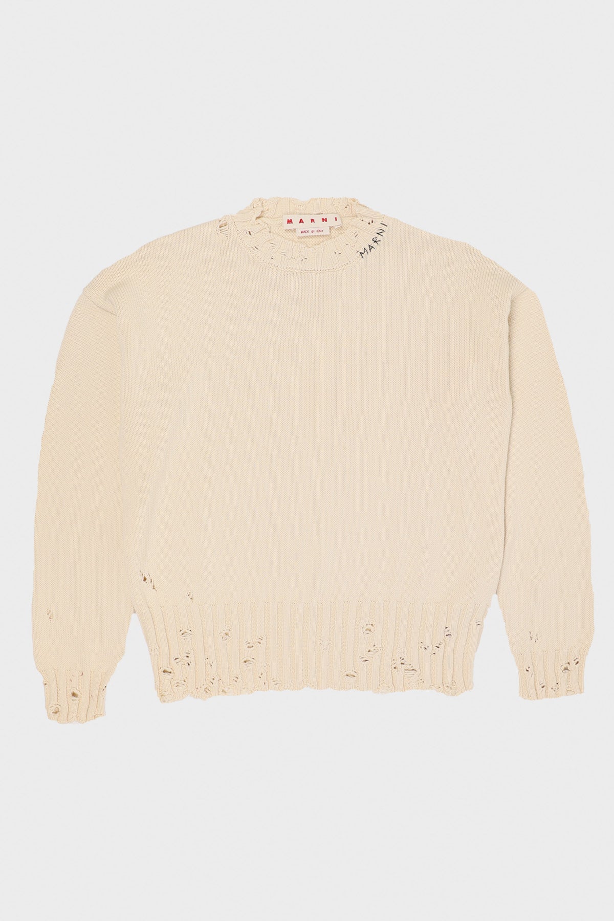 Marni - Dishevelled Cotton Sweater - Stone White - Canoe Club