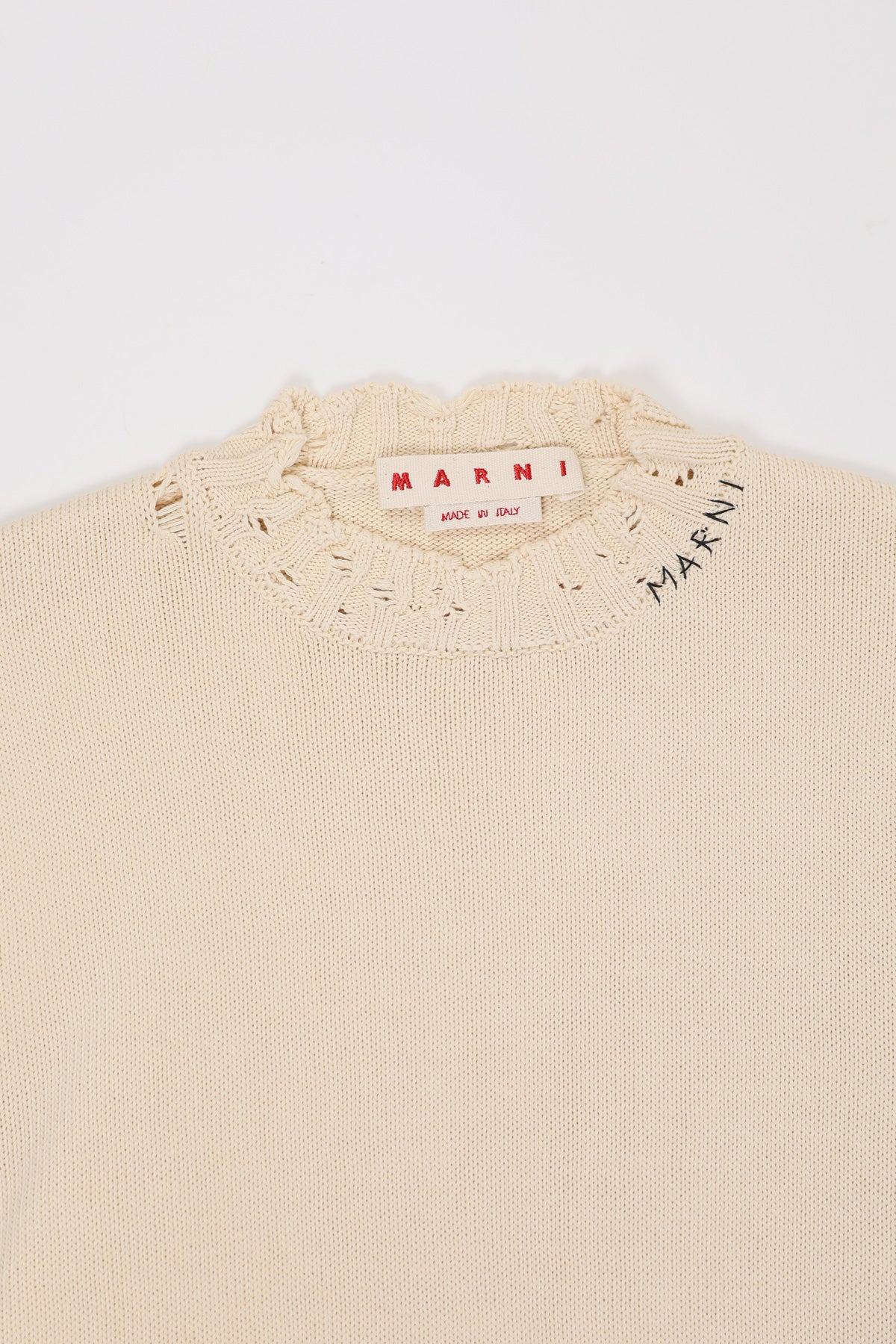 Marni - Dishevelled Cotton Sweater - Stone White - Canoe Club