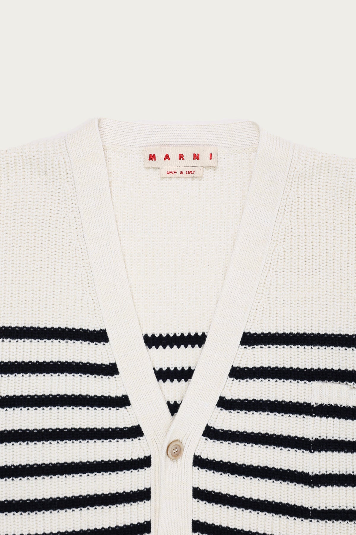Marni - Distressed Knit Cardigan - Navy/Cream - Canoe Club