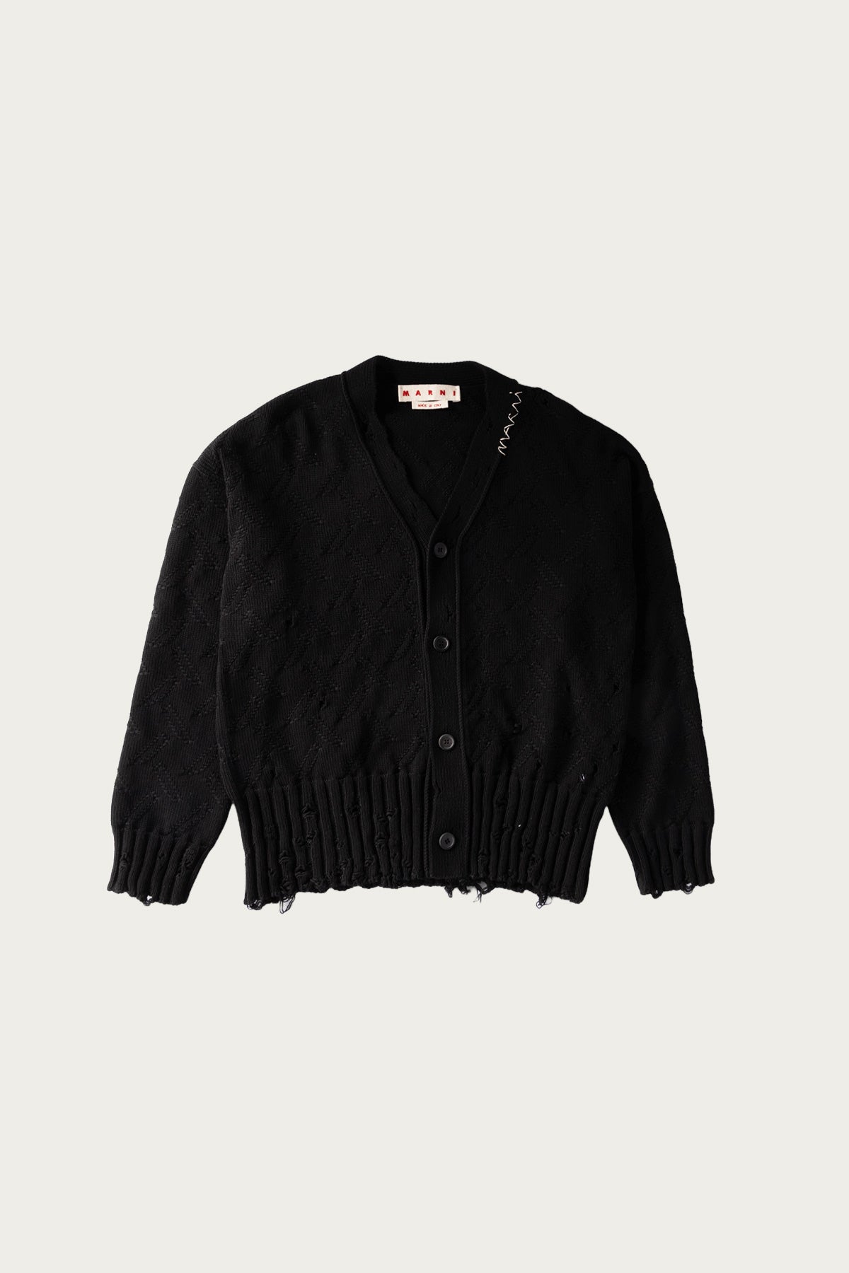 Marni - Jacquard Dishevelled Cotton 5G Cardigan - Black - Canoe Club