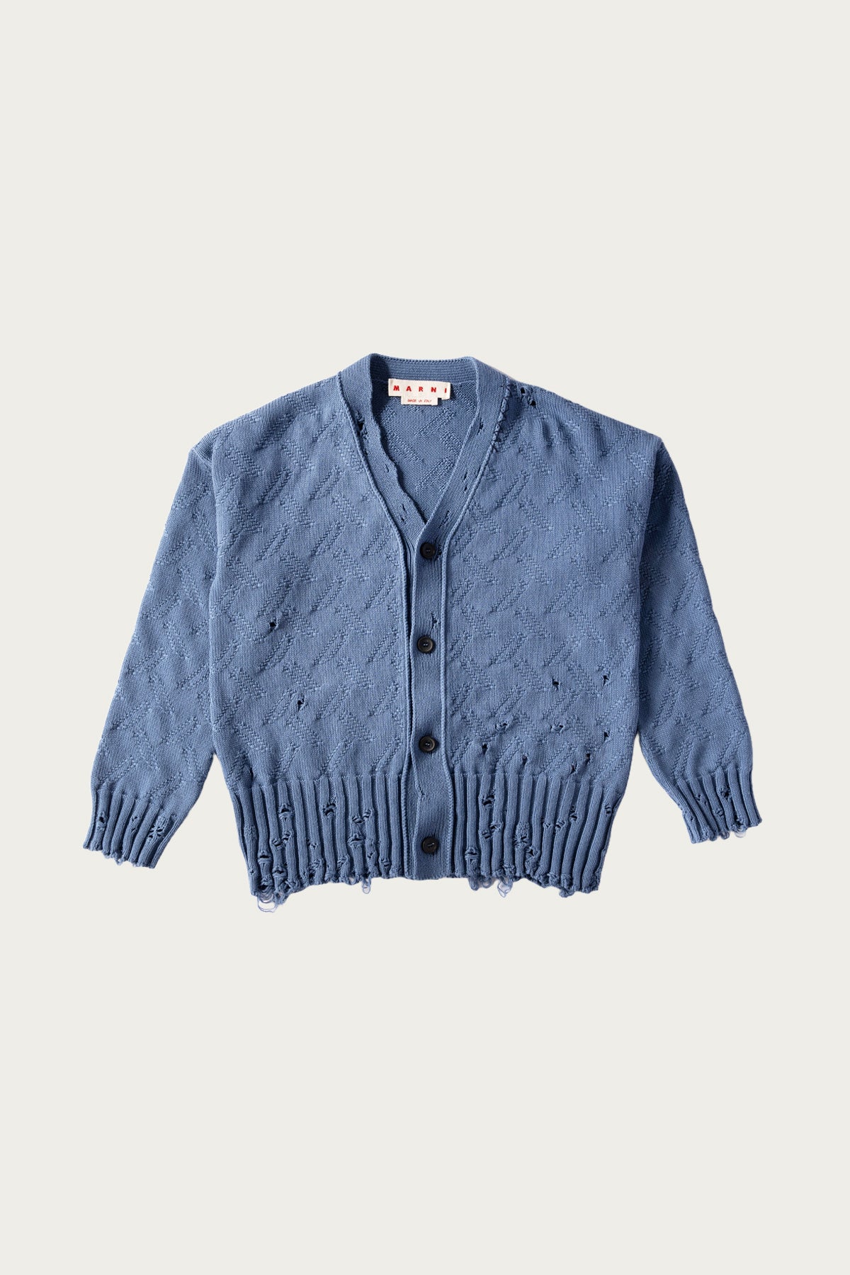 Marni - Jacquard Dishevelled Cotton 5G Cardigan - Sapphire Blue - Canoe Club