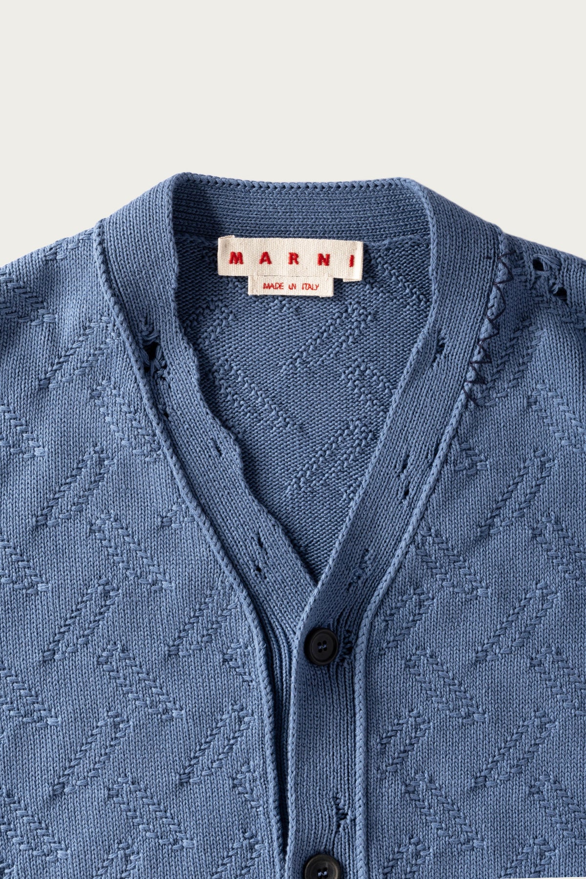 Marni - Jacquard Dishevelled Cotton 5G Cardigan - Sapphire Blue - Canoe Club