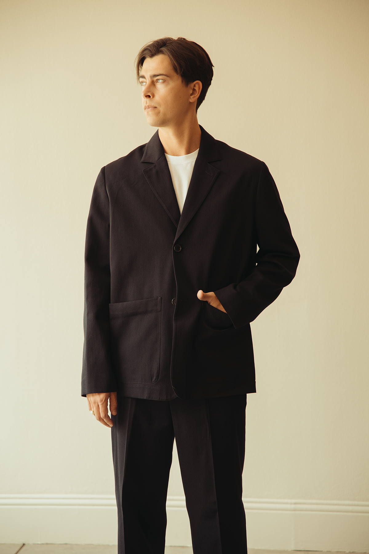 Margaret Howell - Patch Pocket Blazer - Navy Worsted Wool Cotton - Canoe Club