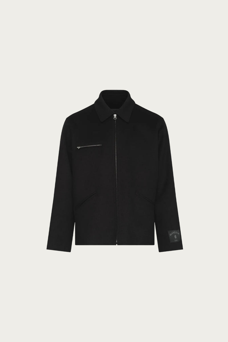 MM6 Maison Margiela Doubled-Faced Wool Zip Jacket | Black | Canoe Club