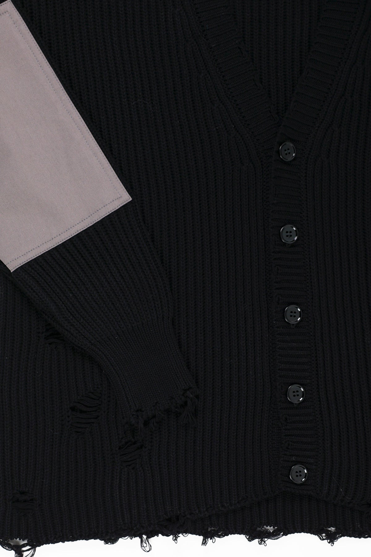 MM6 Maison Margiela - Knit Distressed V-Neck Cardigan - Black - Canoe Club