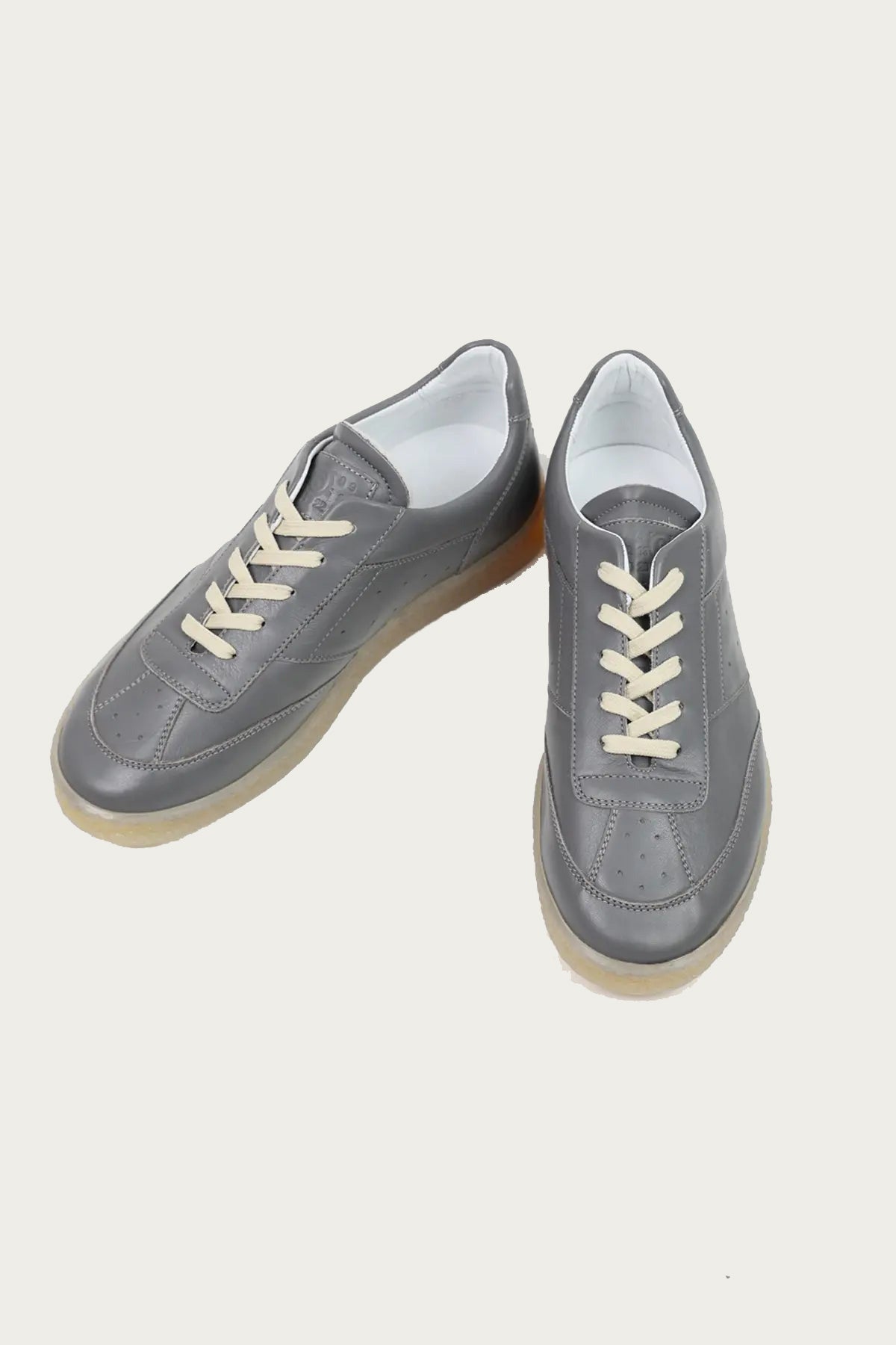 MM6 Maison Margiela - Leather 6 Court Sneakers - Grey - Canoe Club