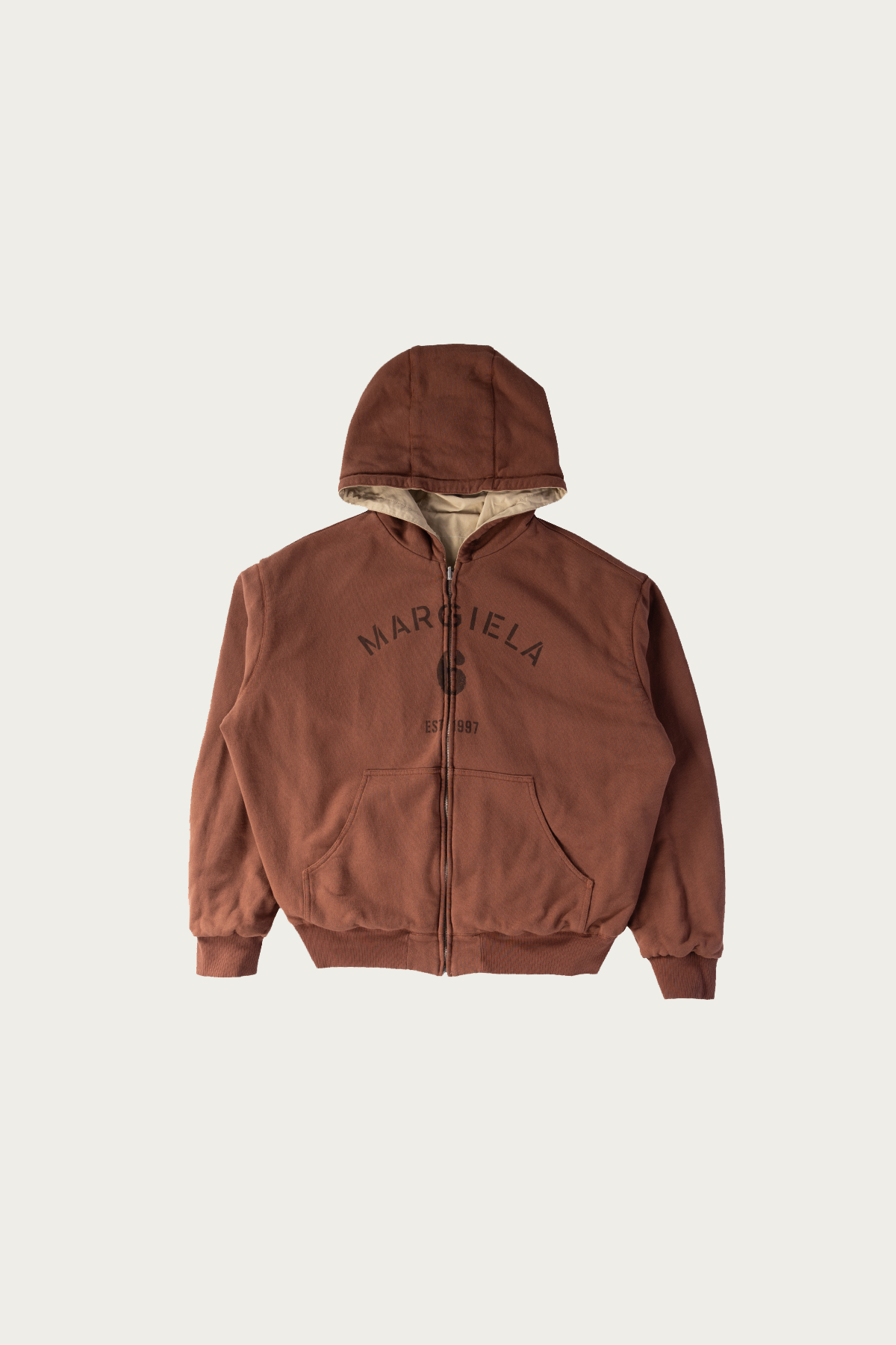 MM6 Maison Margiela - Reversible Numeral Zip Work Jacket - Tan/Burgundy - Canoe Club
