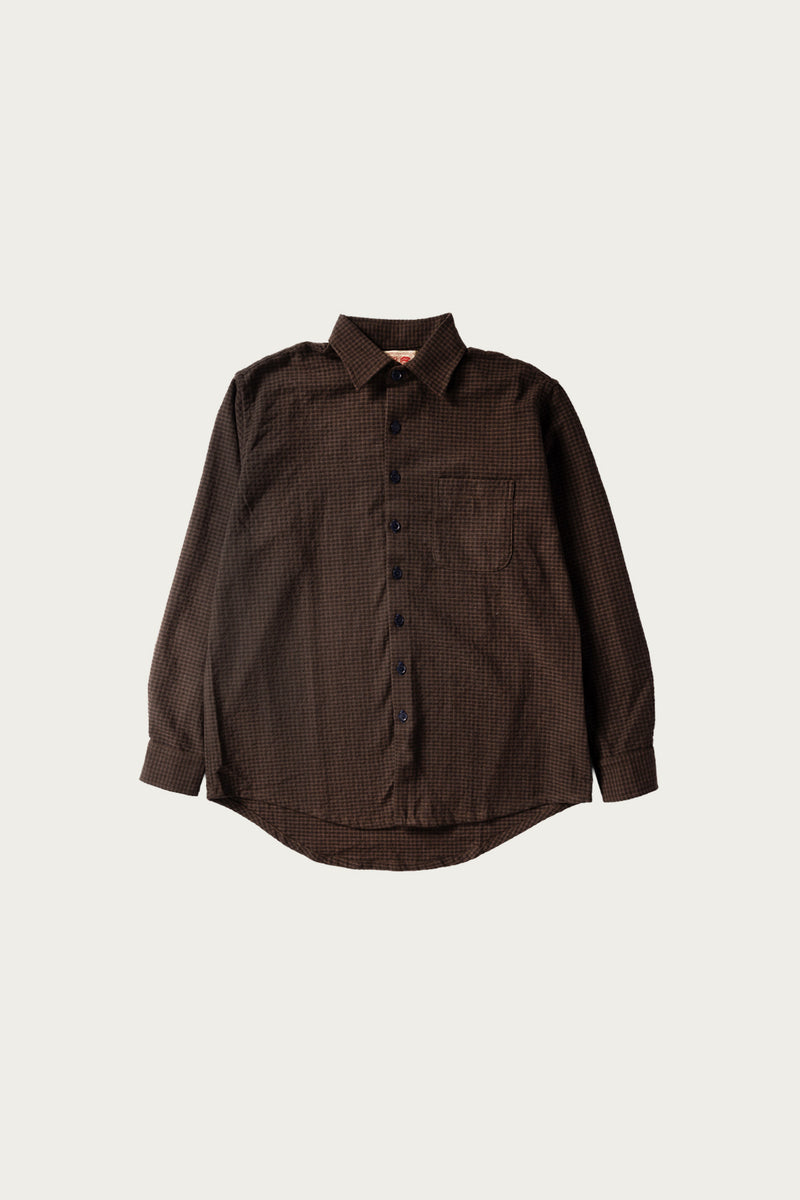 Monostereo Wooly Gingham One Pocket Shirt | Brown | Canoe Club
