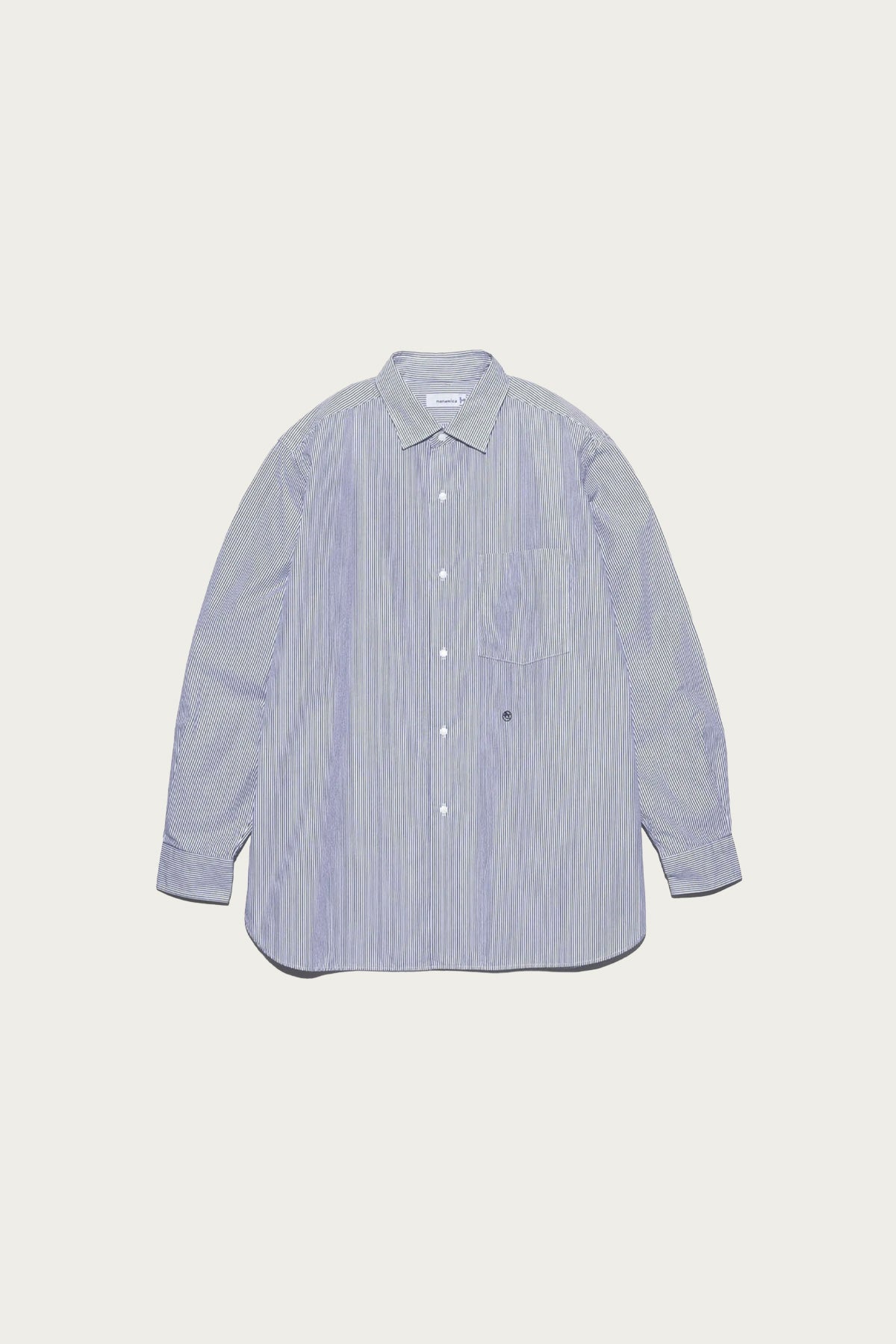 nanamica - Regular Collar Stripe Wind Shirt - Black - Canoe Club