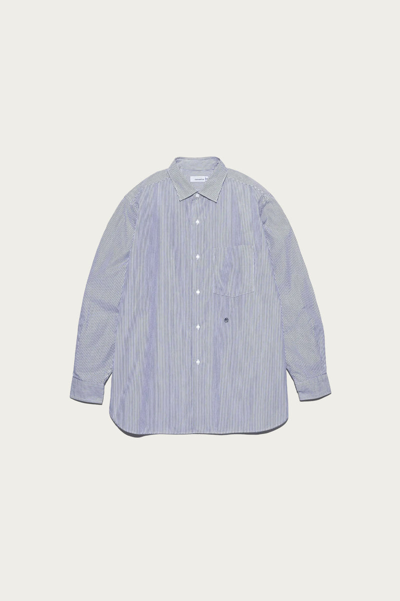 Nanamica Regular Collar Stripe Wind Shirt | Black | Canoe Club
