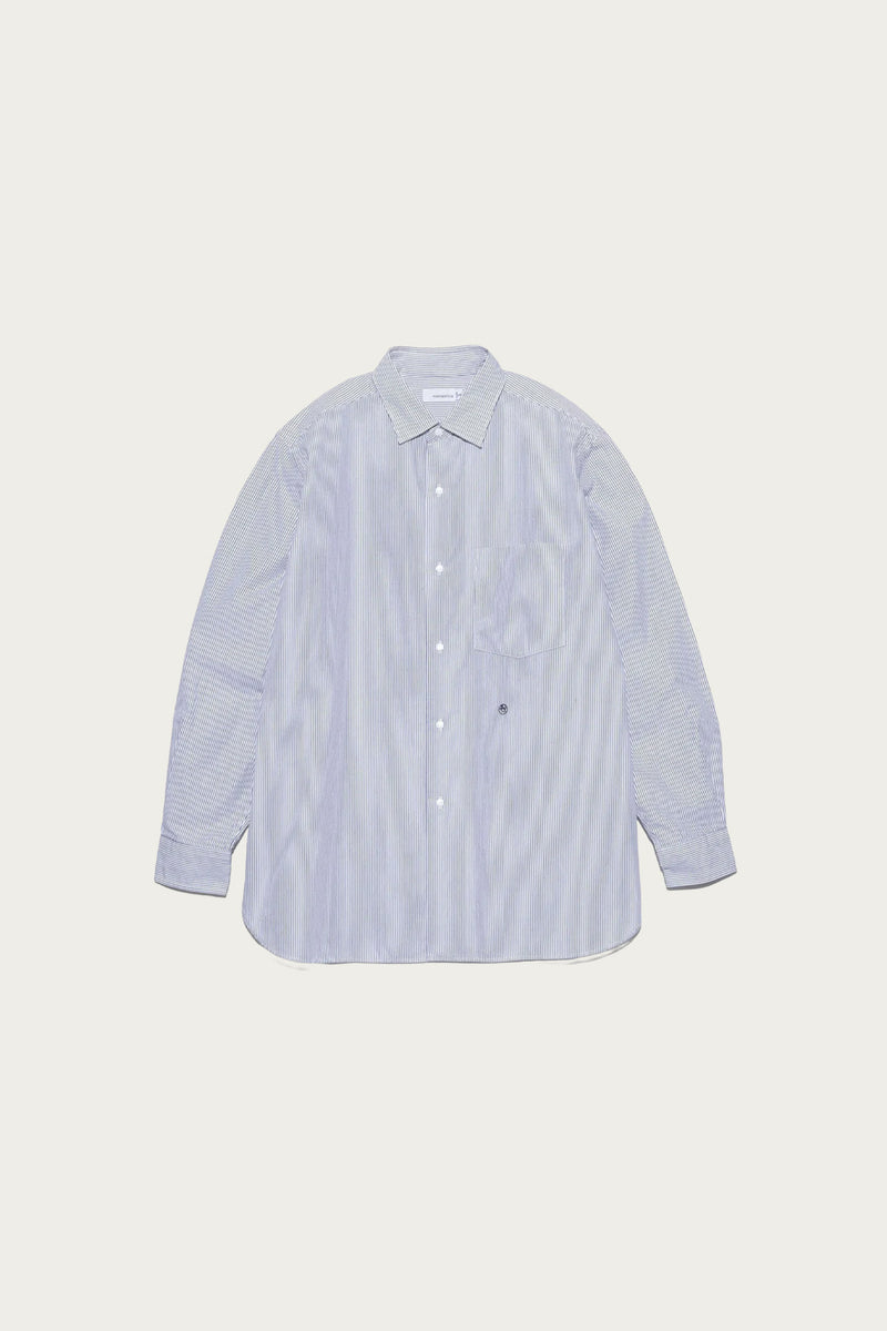 Nanamica Regular Collar Stripe Wind Shirt | Navy | Canoe Club