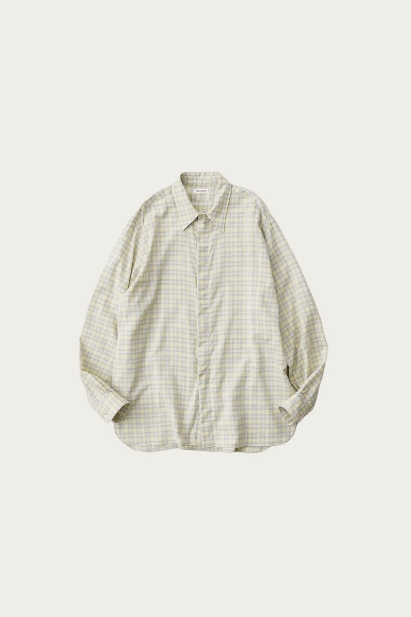 トップス NICENESS BOLLES OMBRE CHECK ZIP UP SHIRT niceness-bolles-ombre-check-