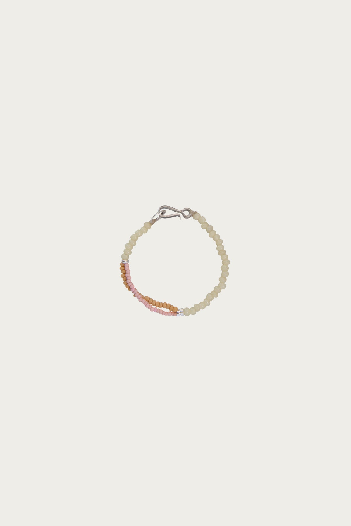 North Works - Deadstock Glass Bead Bracelet - Natural/Pink - Canoe Club
