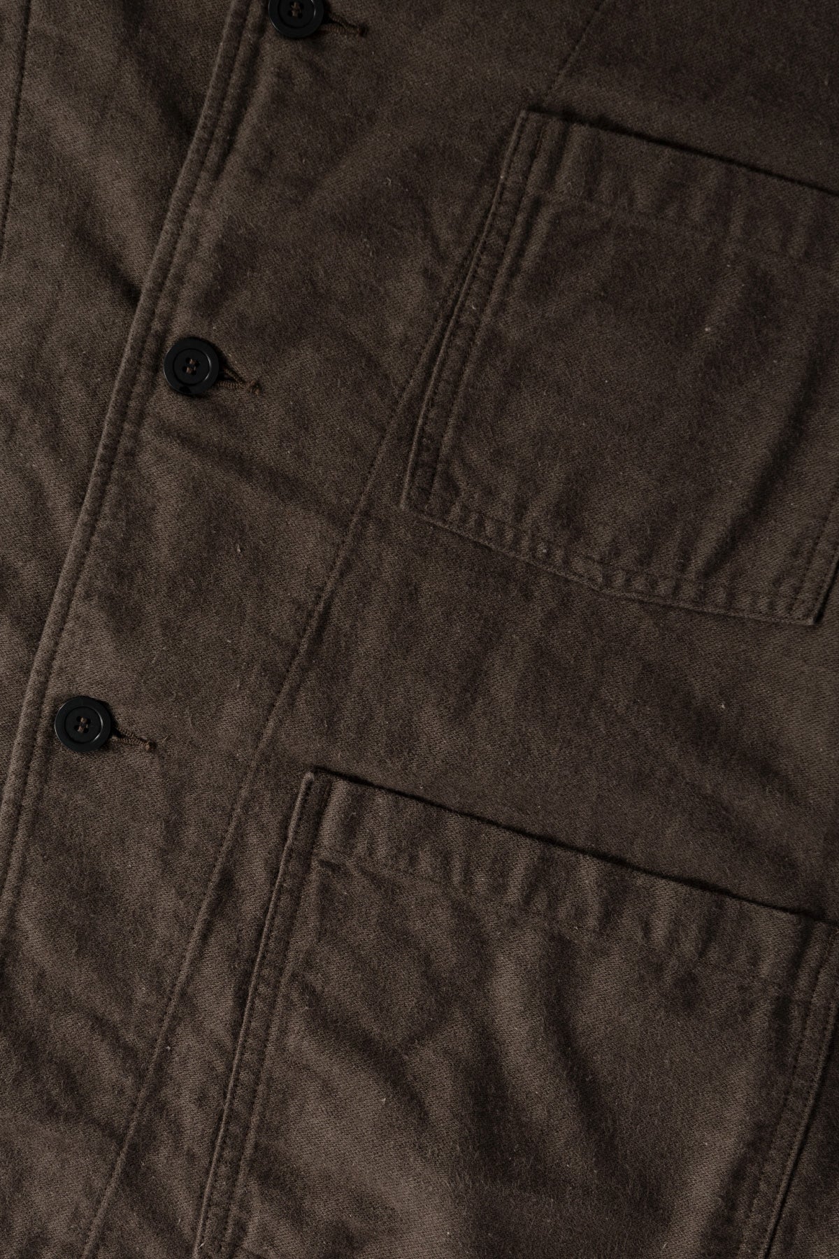 orSlow - Cotton Linen Moleskin Relax Fit Simple Work Jacket - Charcoal Grey - Canoe Club