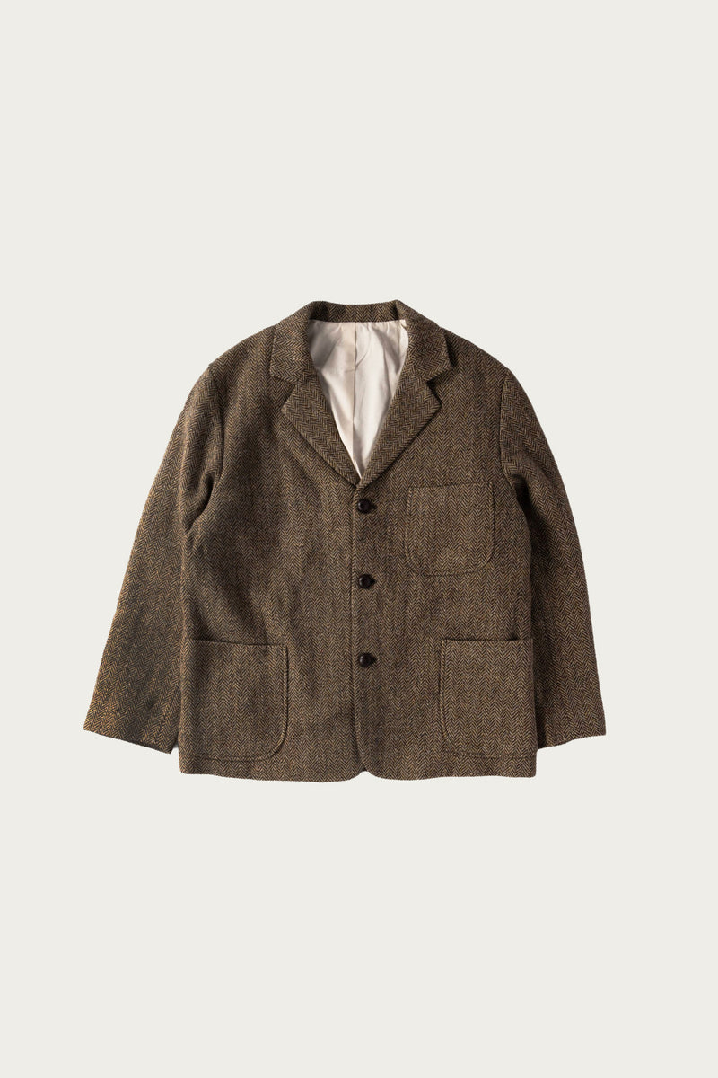 ジャケット・アウター 60s 70s Rock-Knit Harris Tweed Coat Vintage Green Herringbone Harris Tweed Wool Sports Coat Suit