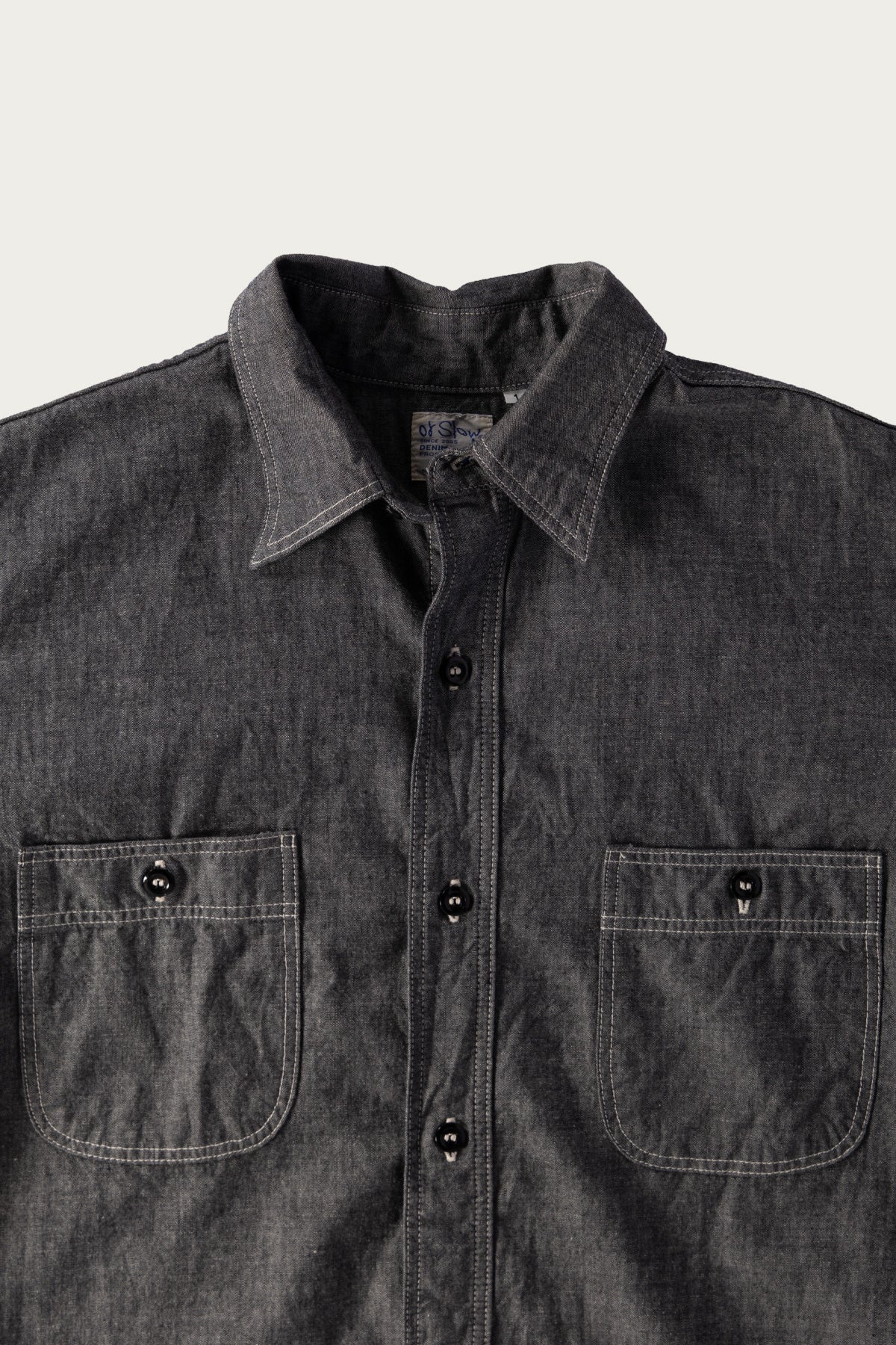 orSlow - Relax Fit Stripe Chambray Work Shirt - Black - Canoe Club