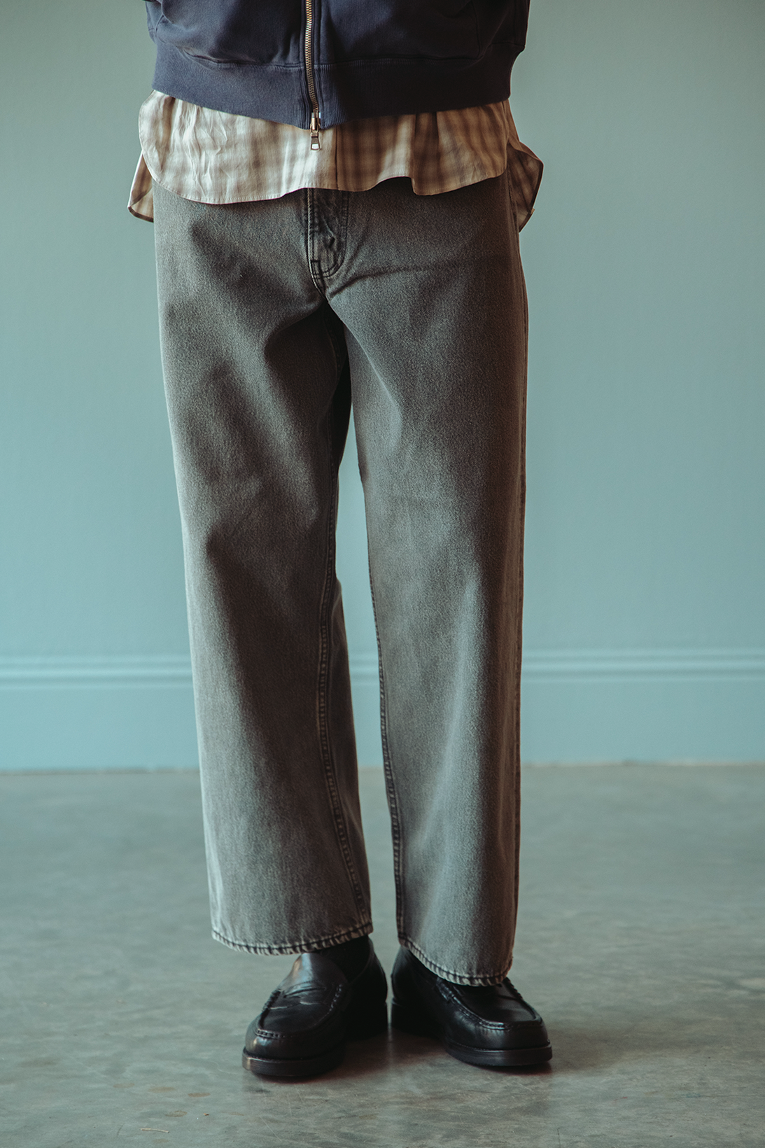 orSlow - Super Dad's Bleached Black Denim Pants (Light Gray) - Bleached Black Denim - Canoe Club