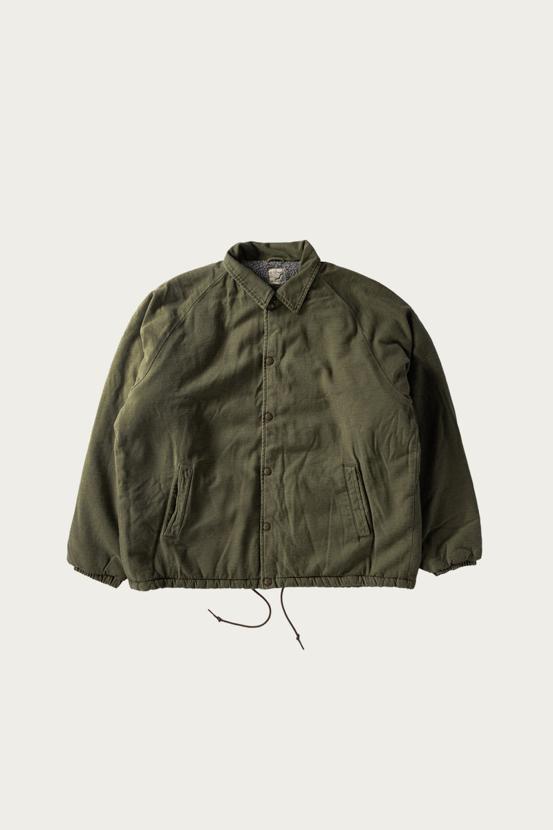Vintage Washed Coach Jacket w/ Fleece Lining | Dark Olive | Canoe Club