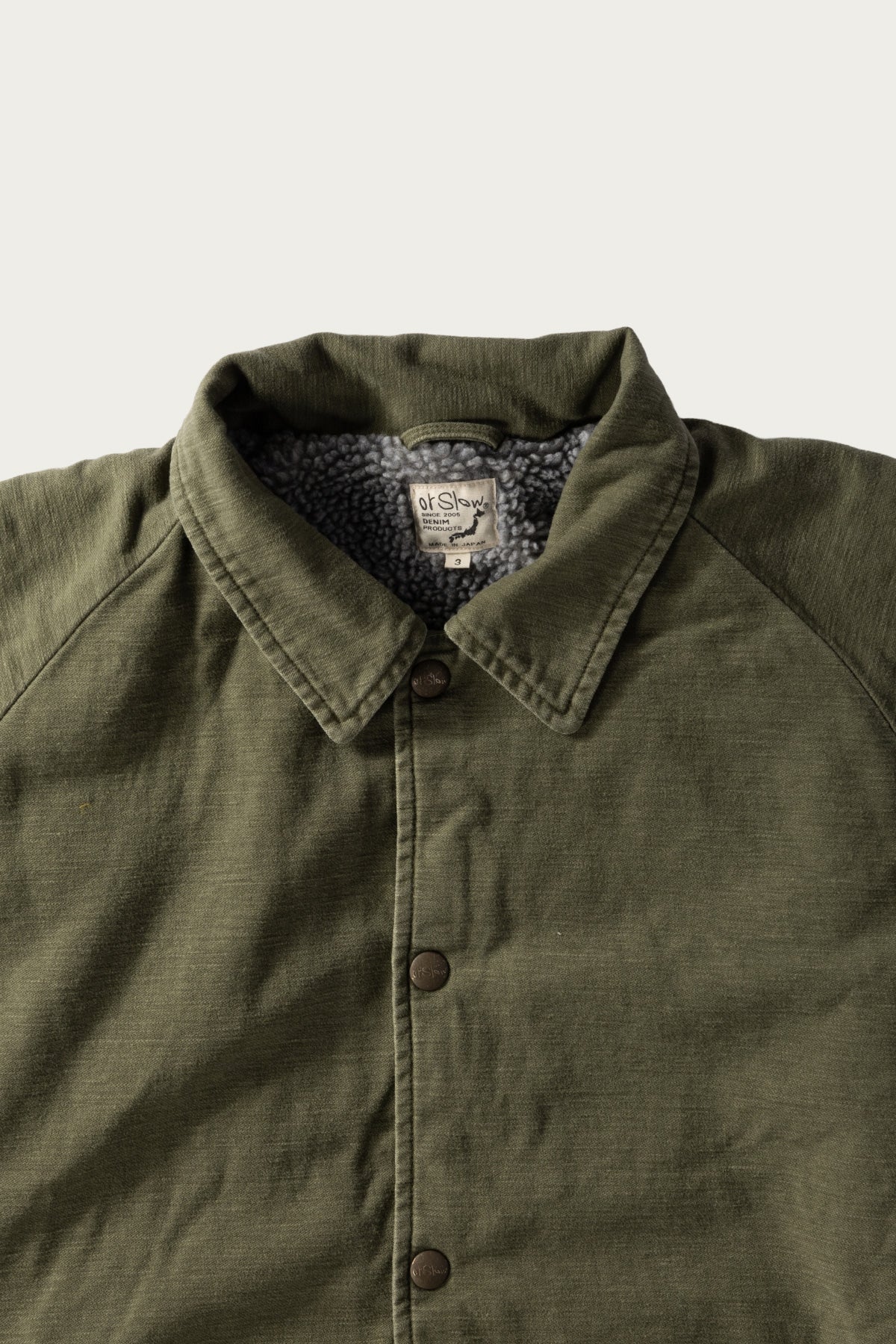 orSlow - Vintage Washed Coach Jacket w/ Fleece Lining - Dark Olive - Canoe Club