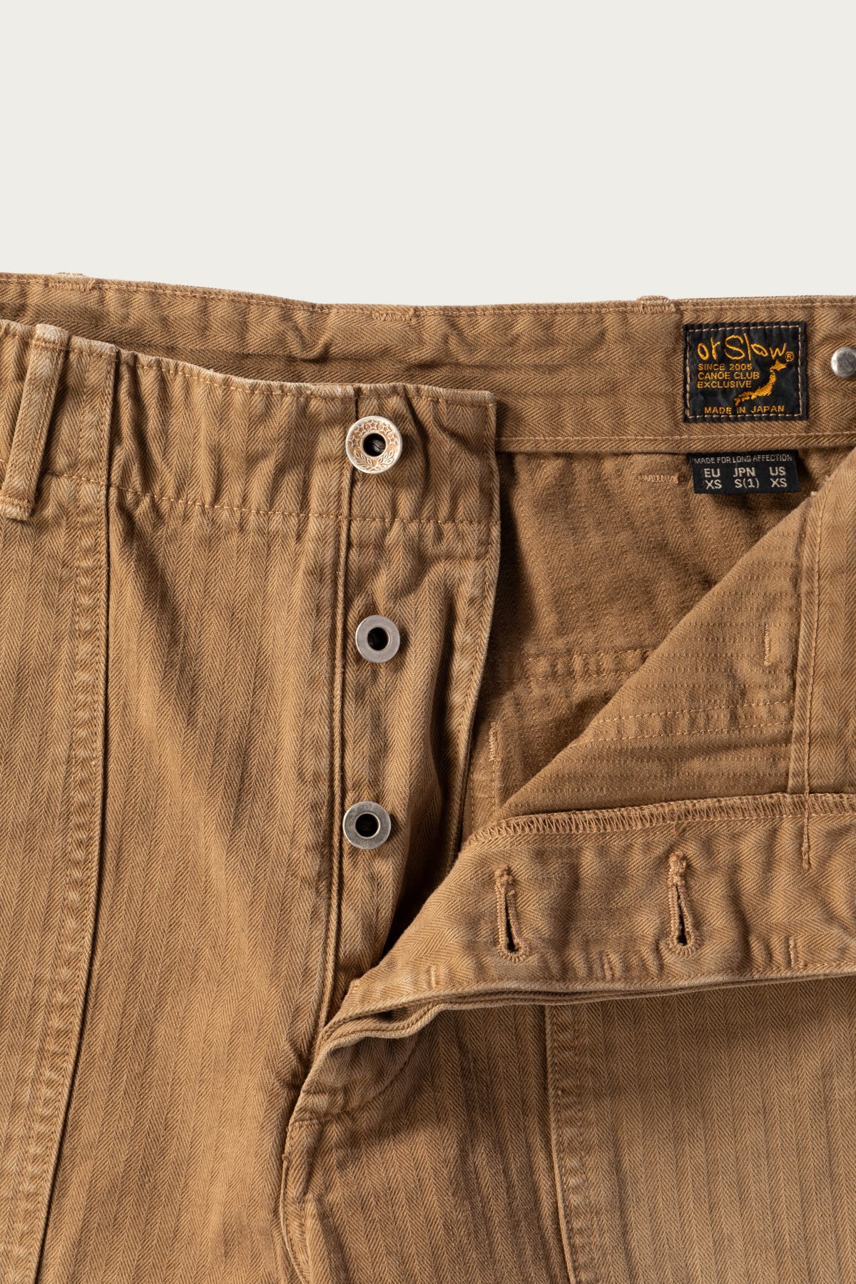 Canoe Club x orSlow - orSlow x Canoe Club Regular Fit Fatigue Pants - Walnut Brown Herringbone Twill - Canoe Club