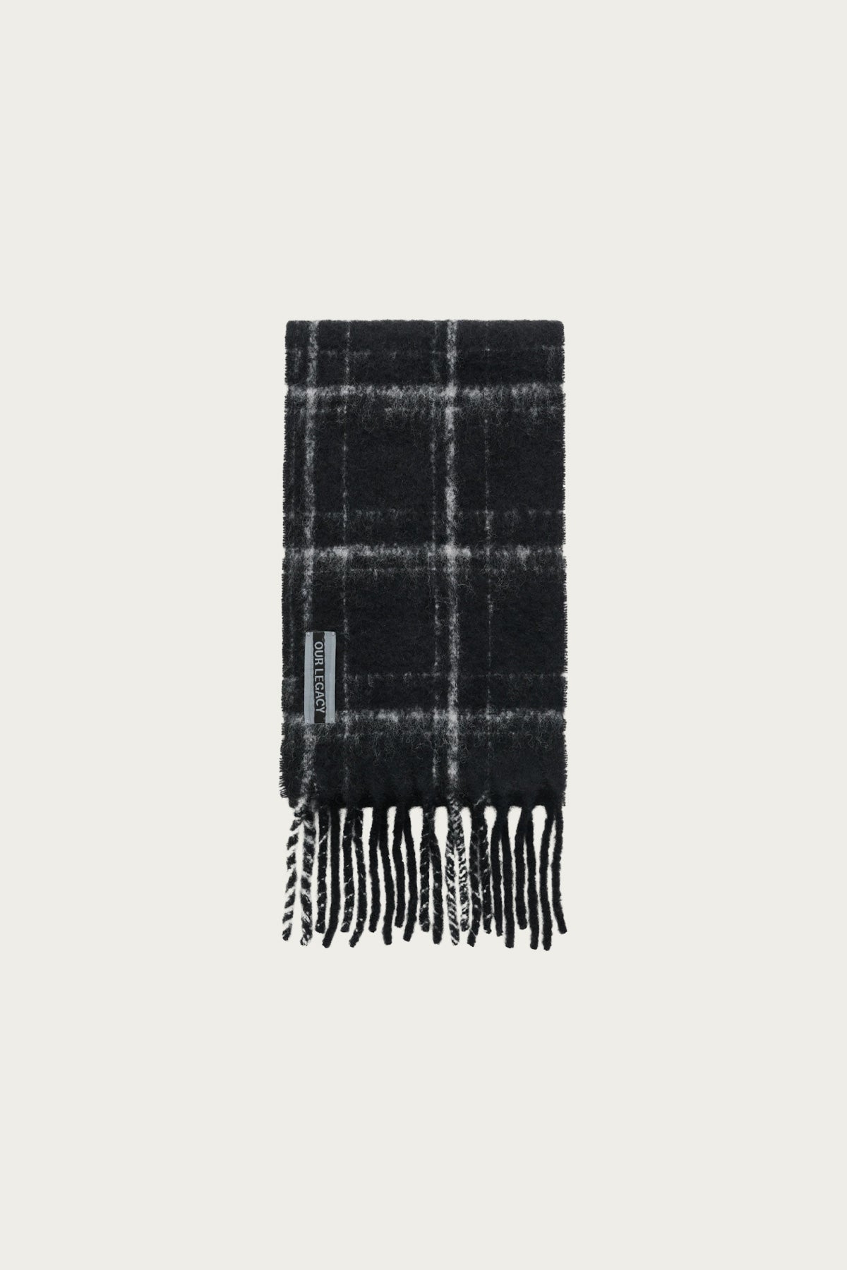 Our Legacy - Estate Scarf - Black Fuzzy Alpaca Check - Canoe Club