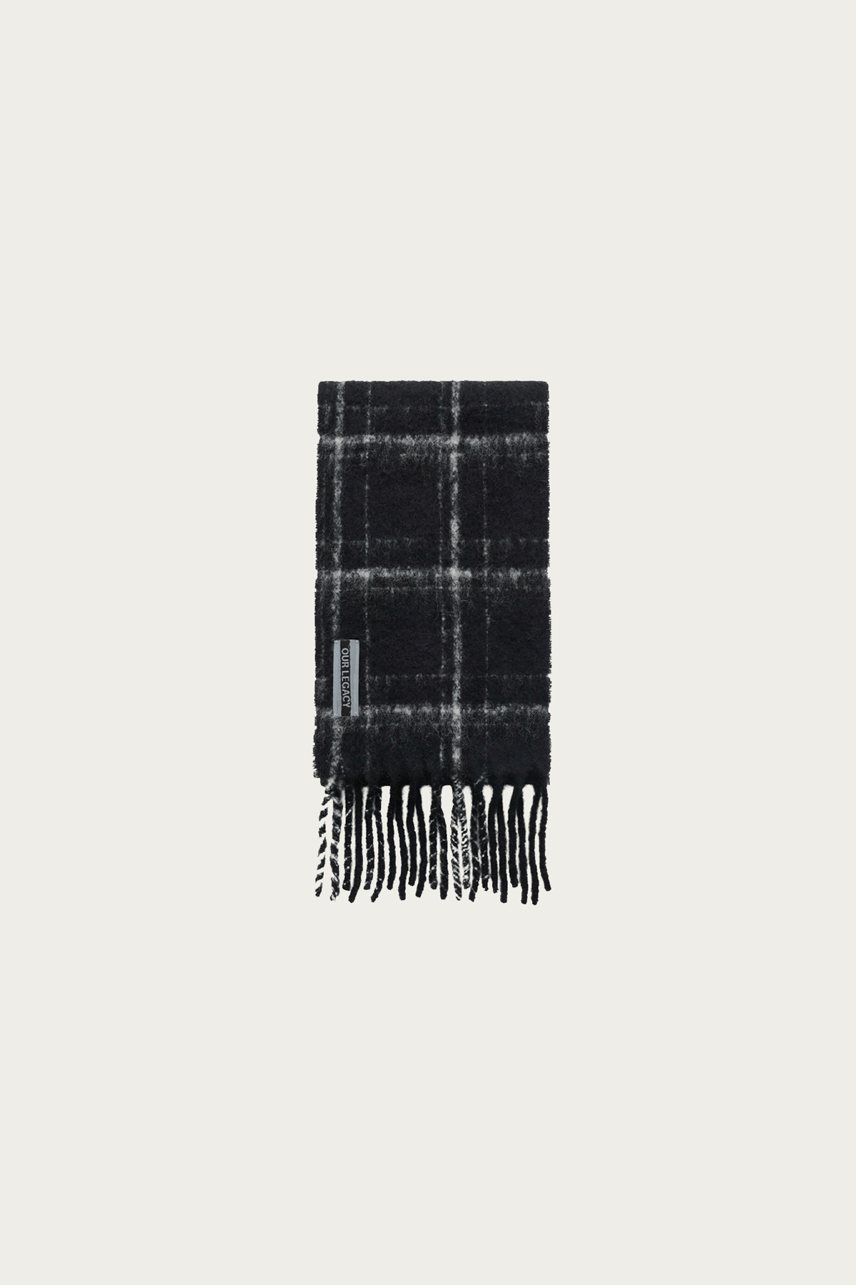 Our Legacy - Estate Scarf - Black Fuzzy Alpaca Check - Canoe Club