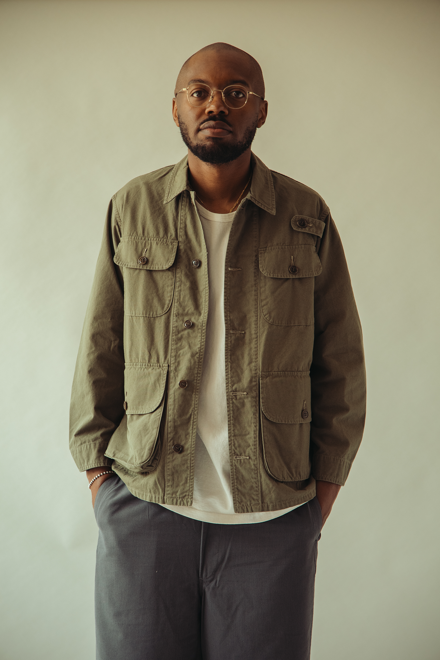 Phigvel - Poplin Cloth Utility Jacket - Faded Olive - Canoe Club