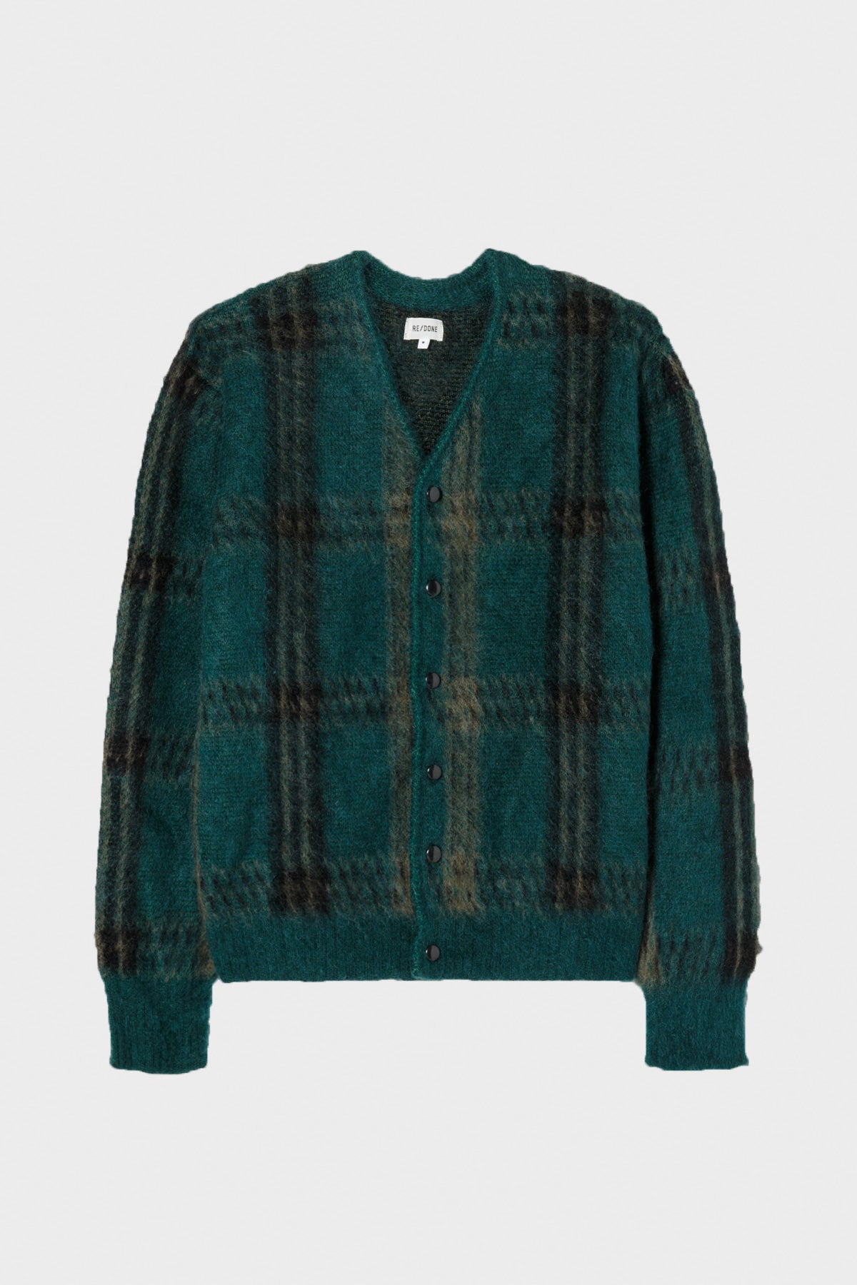 RE/DONE - 60s V Neck Cardigan - Emerald Plaid - Canoe Club