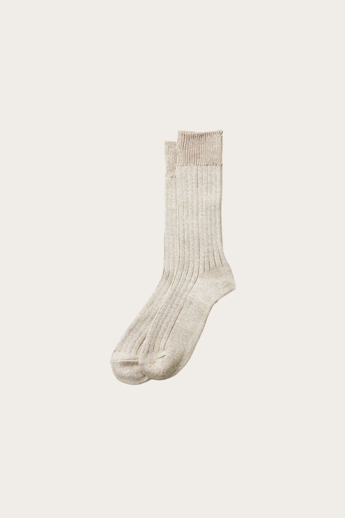 Rototo - Linen Cotton Ribbed Crew Socks - Grayge - Canoe Club