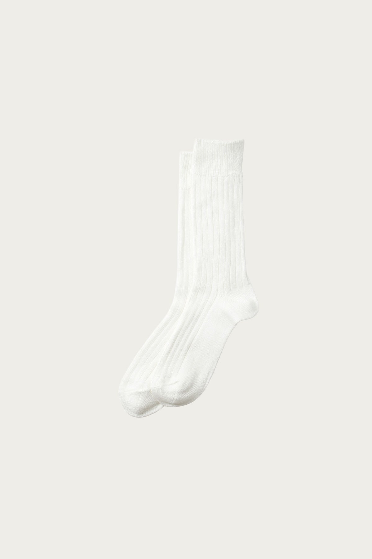 Rototo - Linen Cotton Ribbed Crew Socks - Off White - Canoe Club