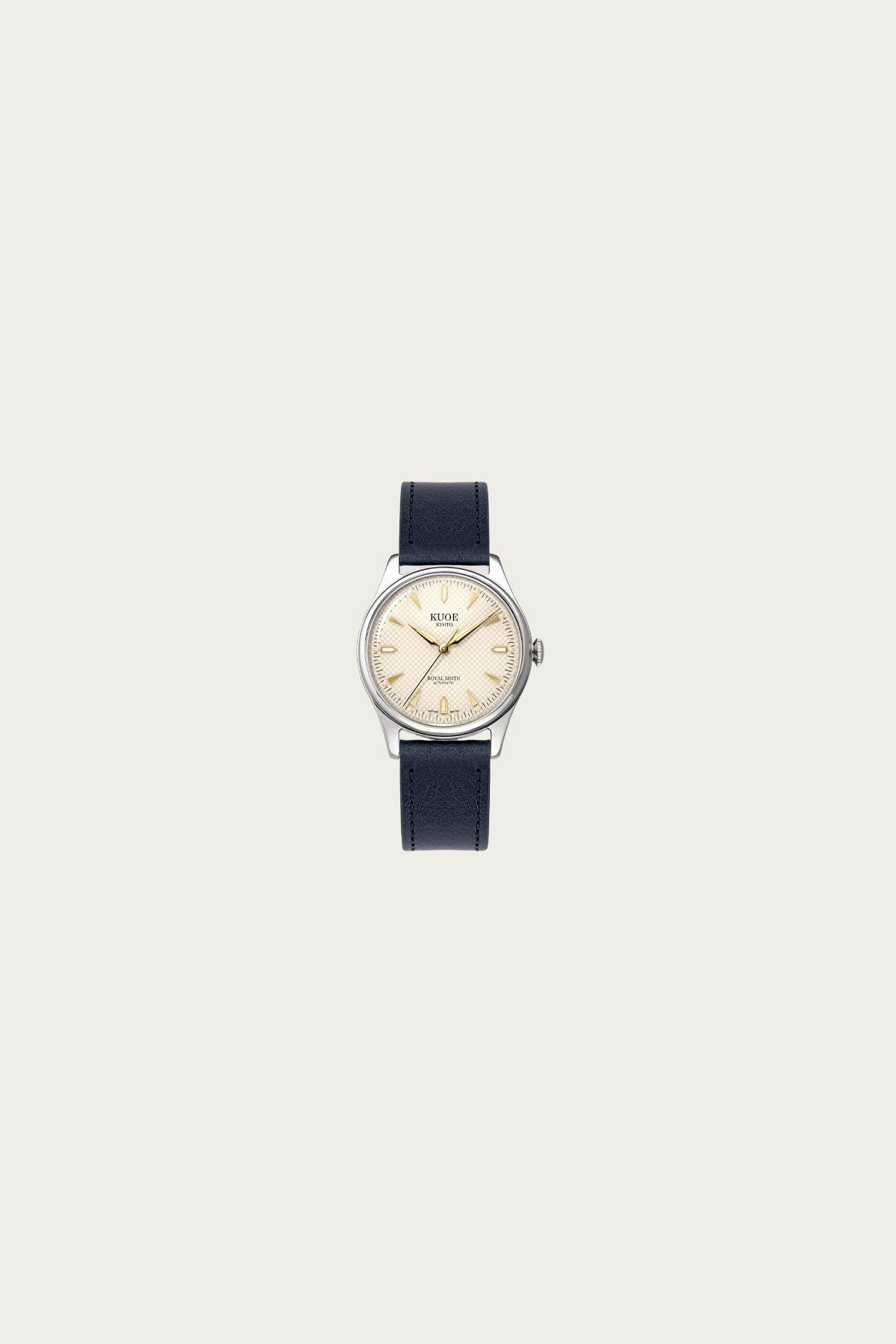 Kuoe Watches - Royal Smith 90-006 - Ivory Face/Silver Case/Navy Leather Strap - Canoe Club