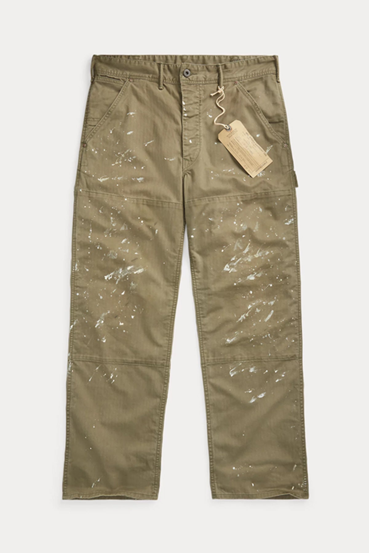 RRL - Distressed Herringbone Carpenter Pant - Olive - Canoe Club