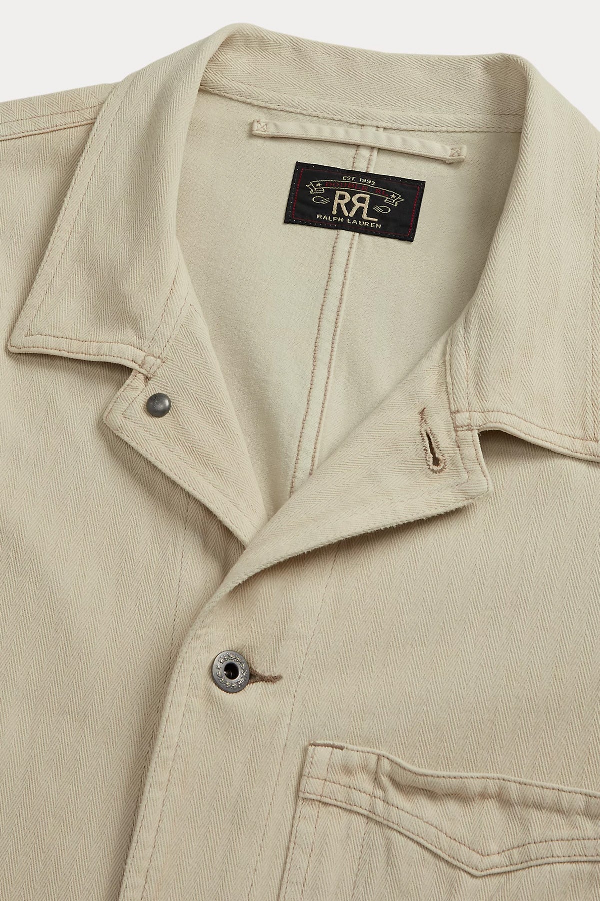 RRL - Garment-Dyed Knit Herringbone Shop Coat - Stone - Canoe Club