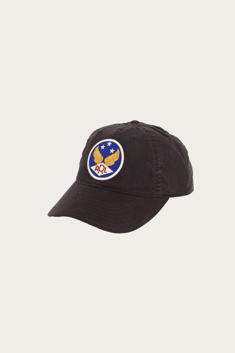 RRL Winged-Logo Twill Ball Cap | Black | Canoe Club