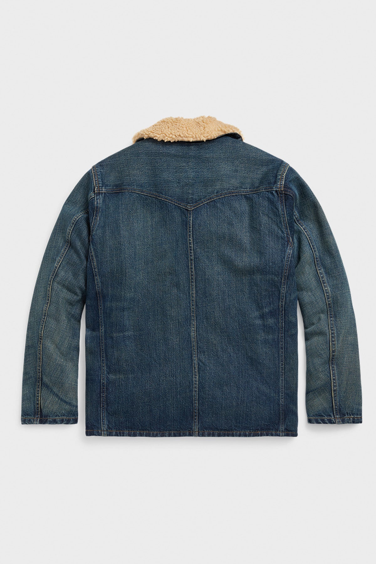 RRL - Shearling Lined Denim Trucker Jacket - Blue - Canoe Club